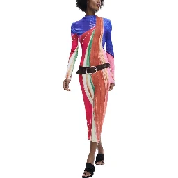 Purple Polyester Long Dress