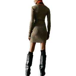 Brown Viscose Midi Dress