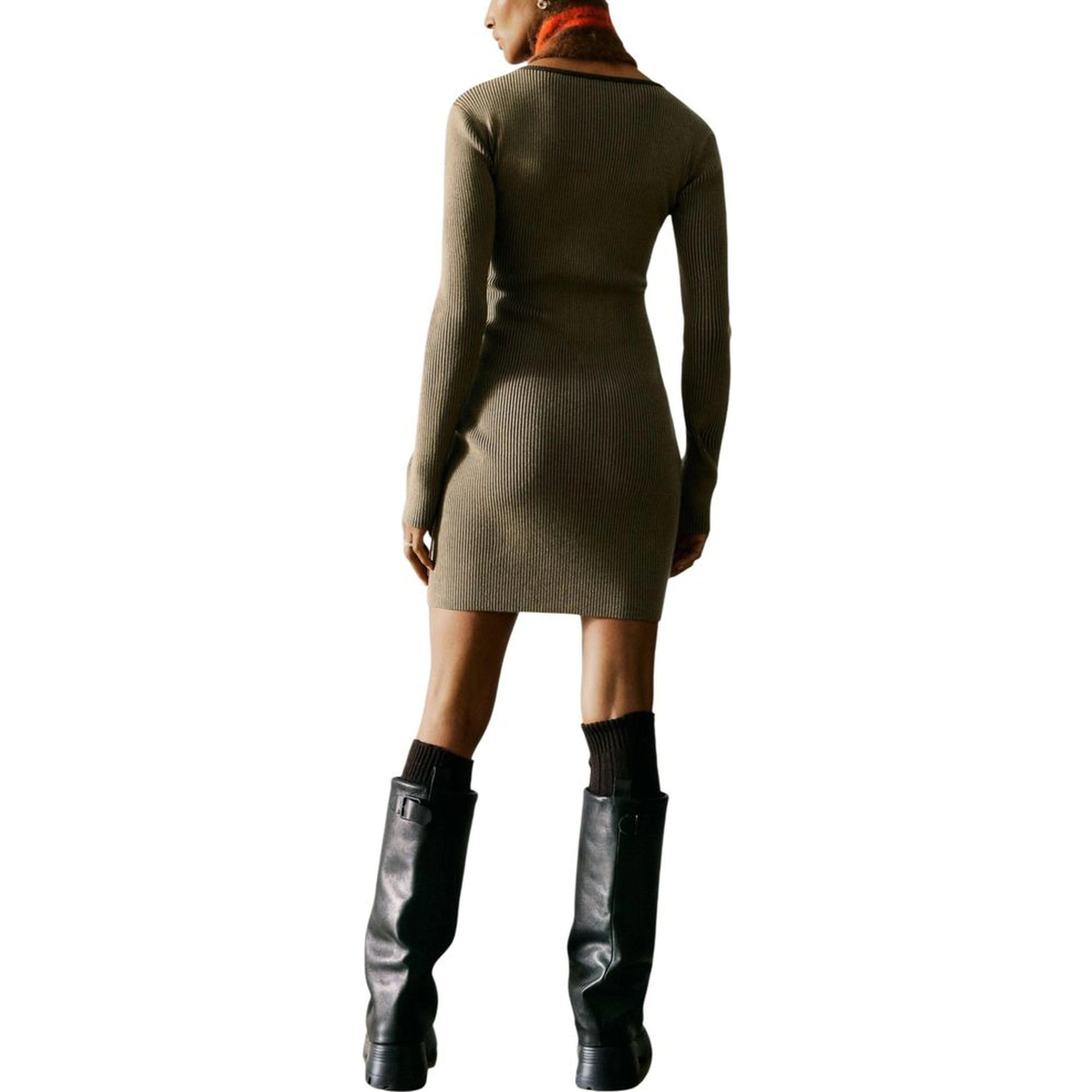 Brown Viscose Midi Dress