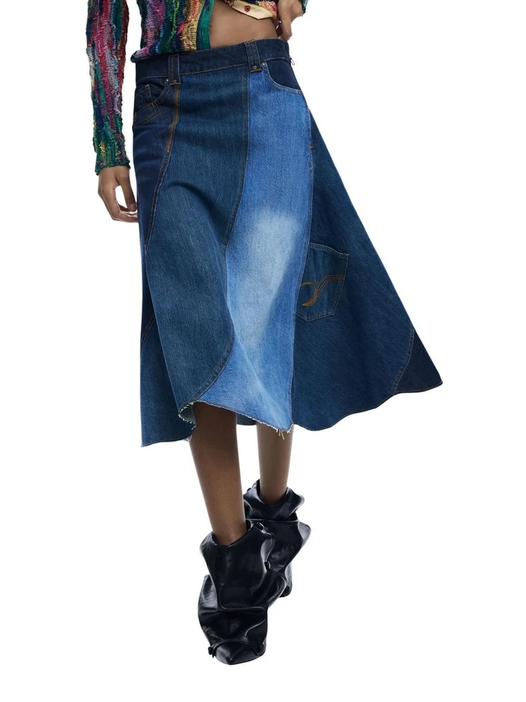 Blue Cotton Long Skirt