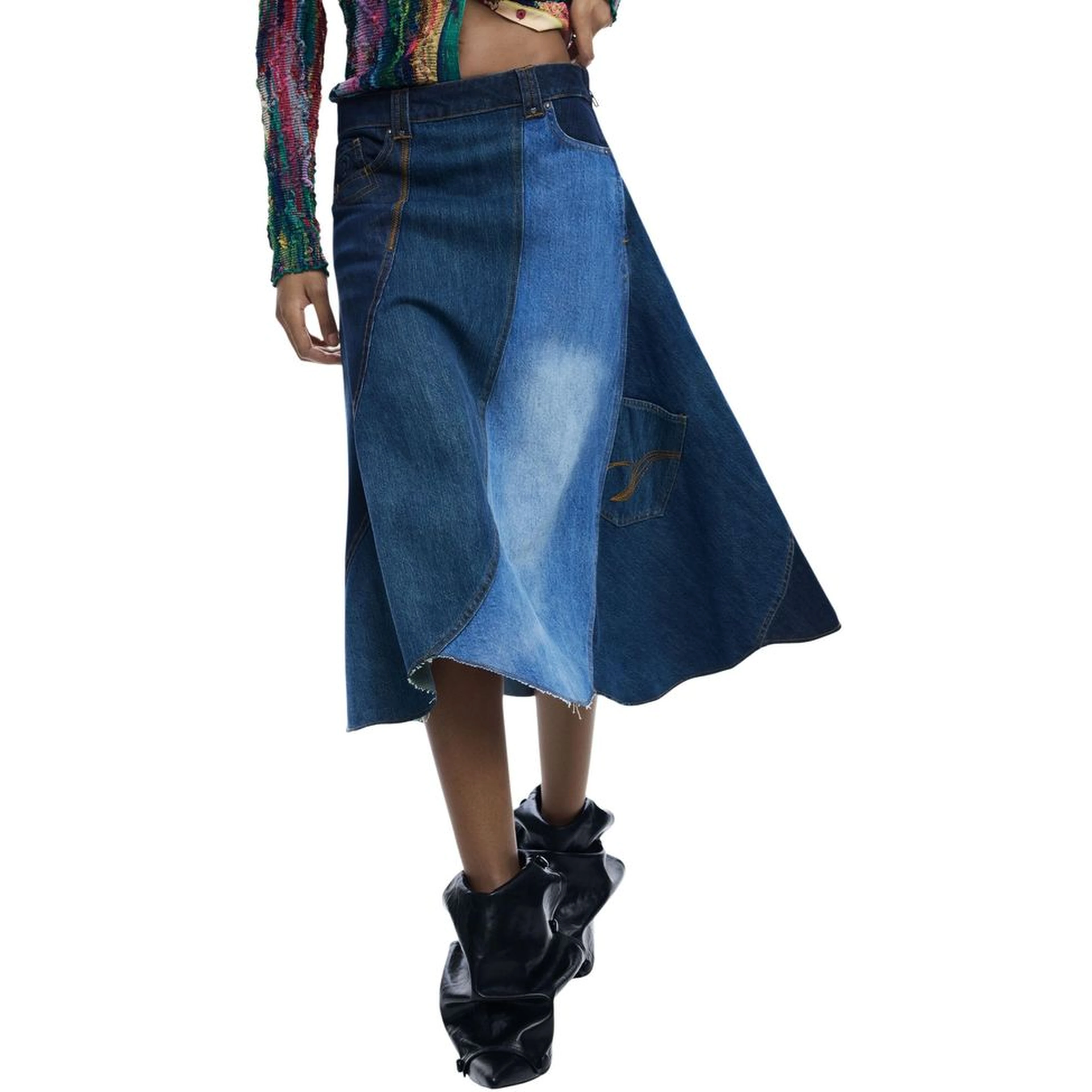 Blue Cotton Long Skirt