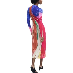 Purple Polyester Long Dress