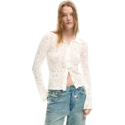 Cream Viscose Long Sleeve T-Shirt