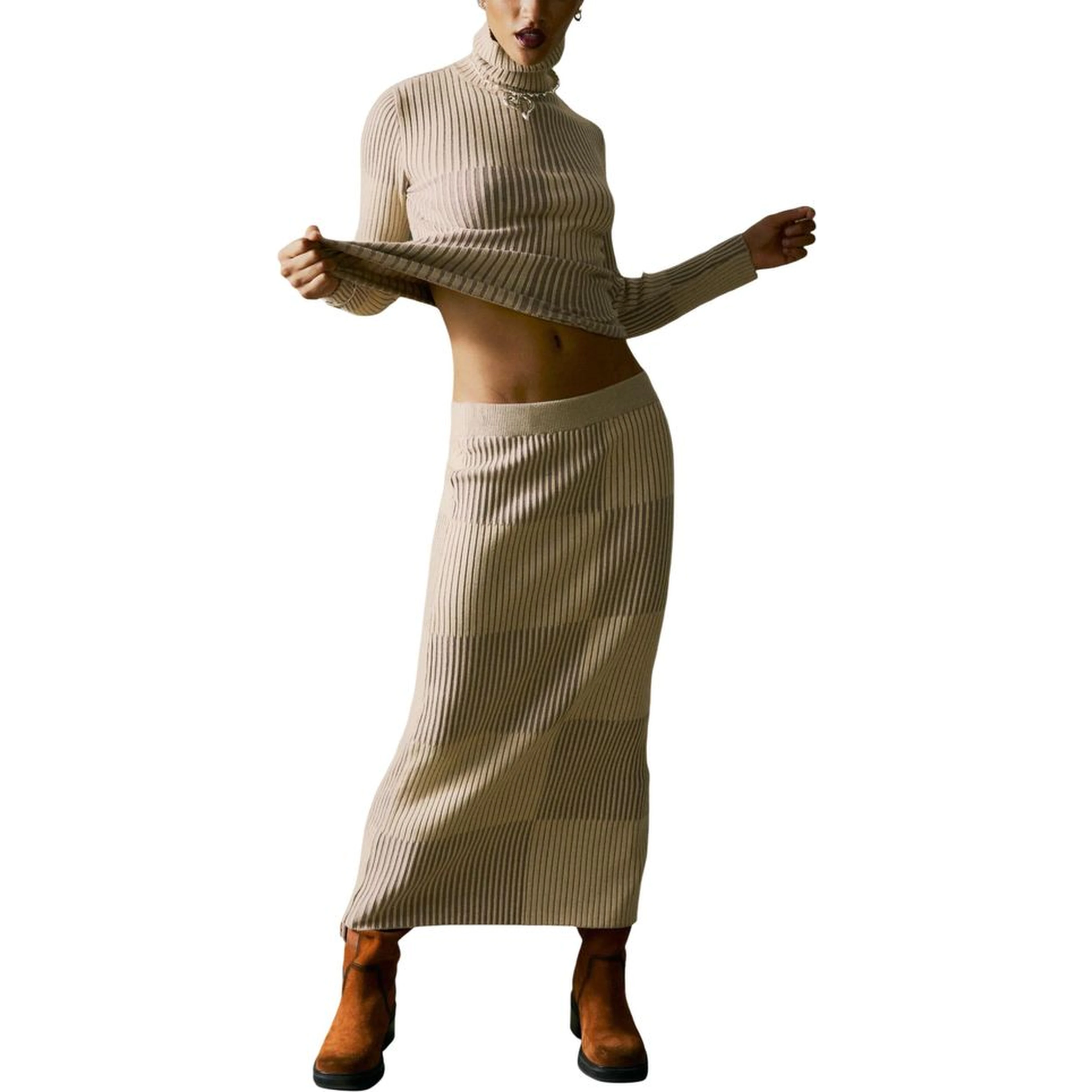 Beige Viscose Turtleneck