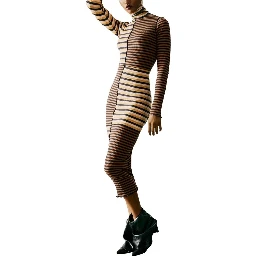 Brown Cotton Long Dress