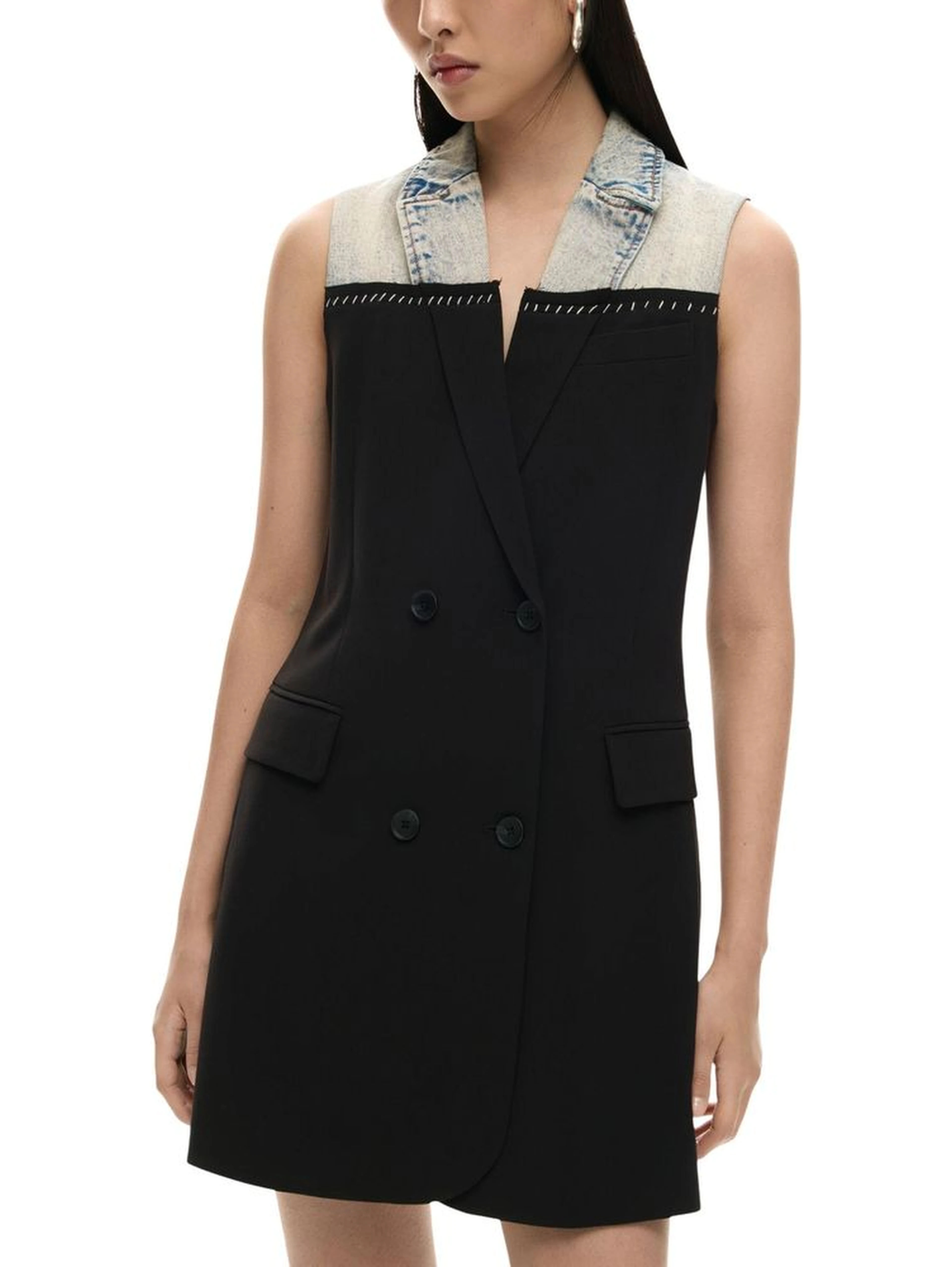 Black Polyester Midi Dress