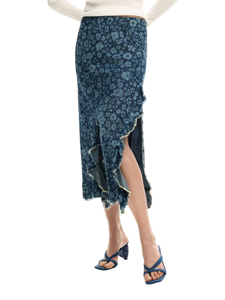 Blue Lyocell Long Skirt