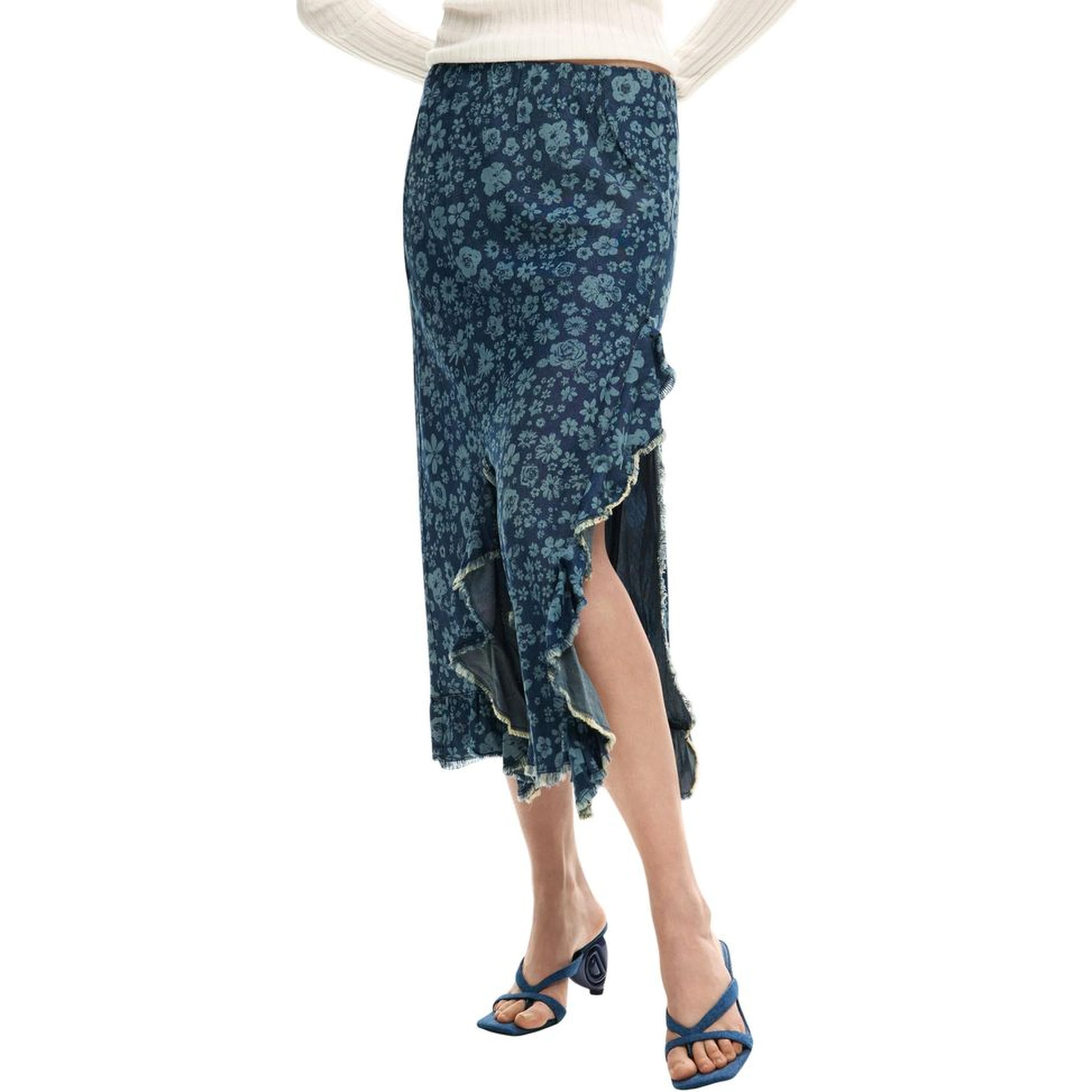 Blue Lyocell Long Skirt