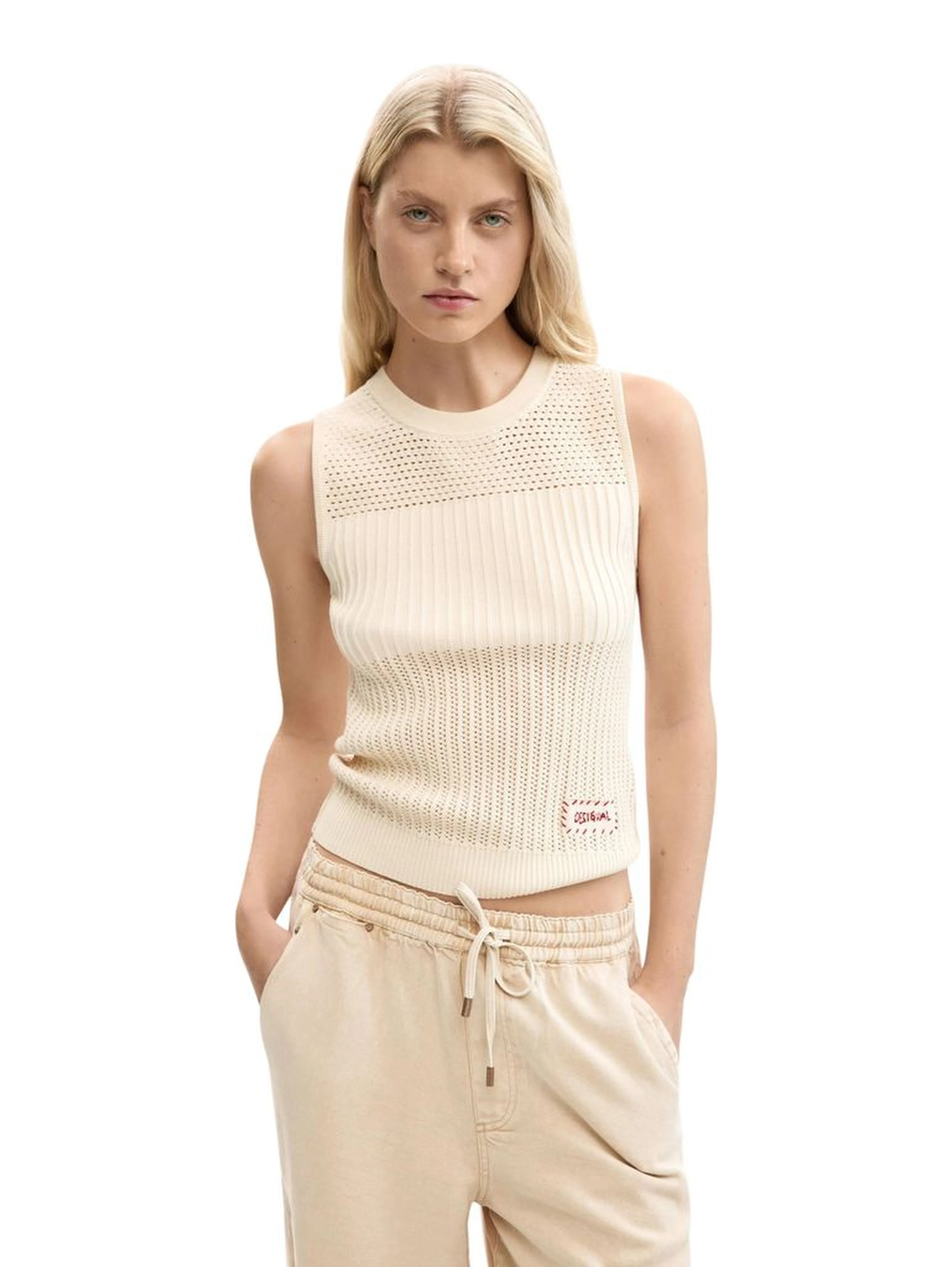 Beige Cotton Tank Tops