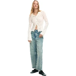 Cream Viscose Long Sleeve T-Shirt