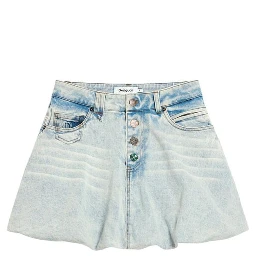 Blue Cotton Mini Skirt
