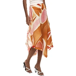 Orange Viscose Long Skirt