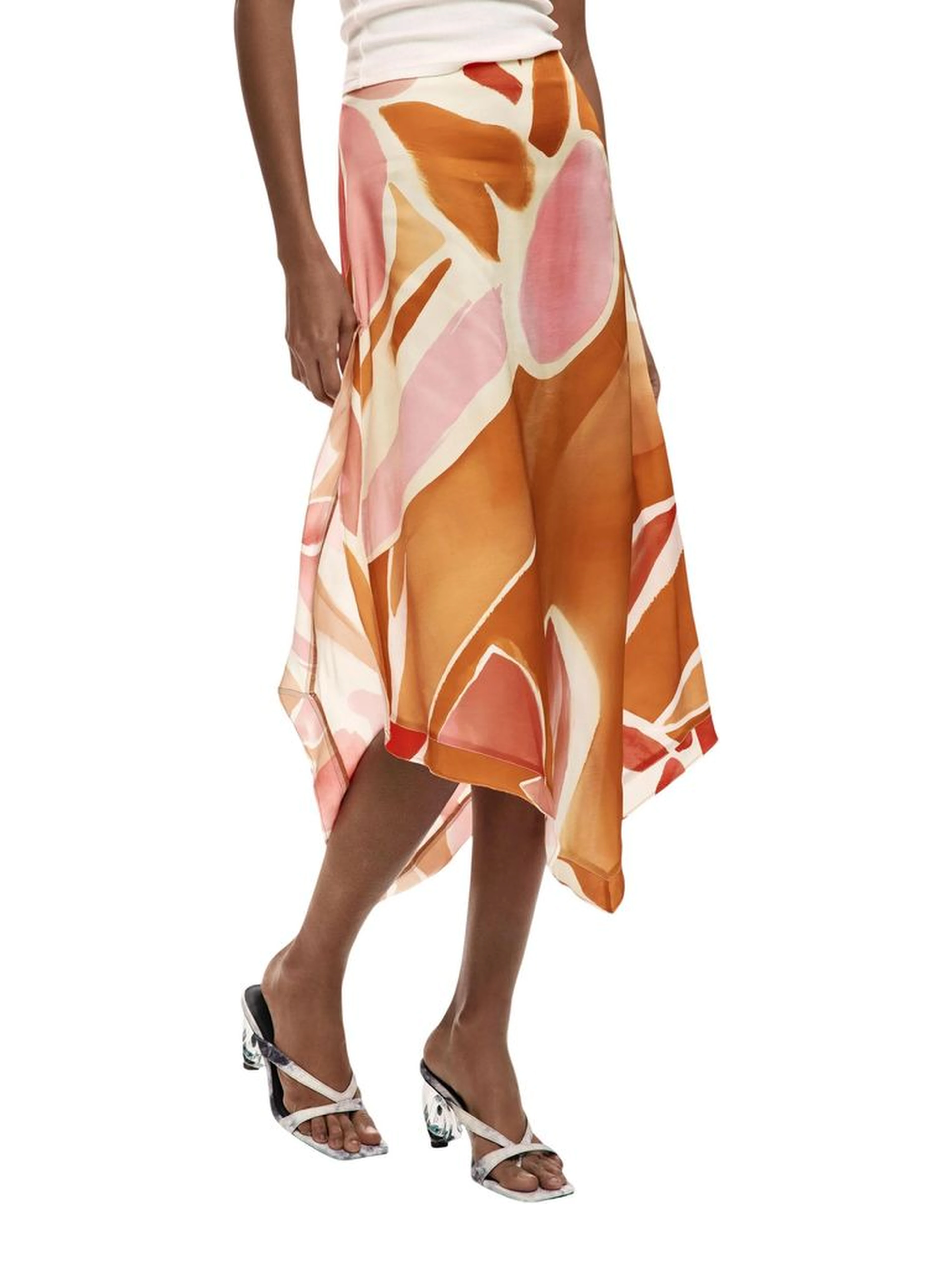 Orange Viscose Long Skirt