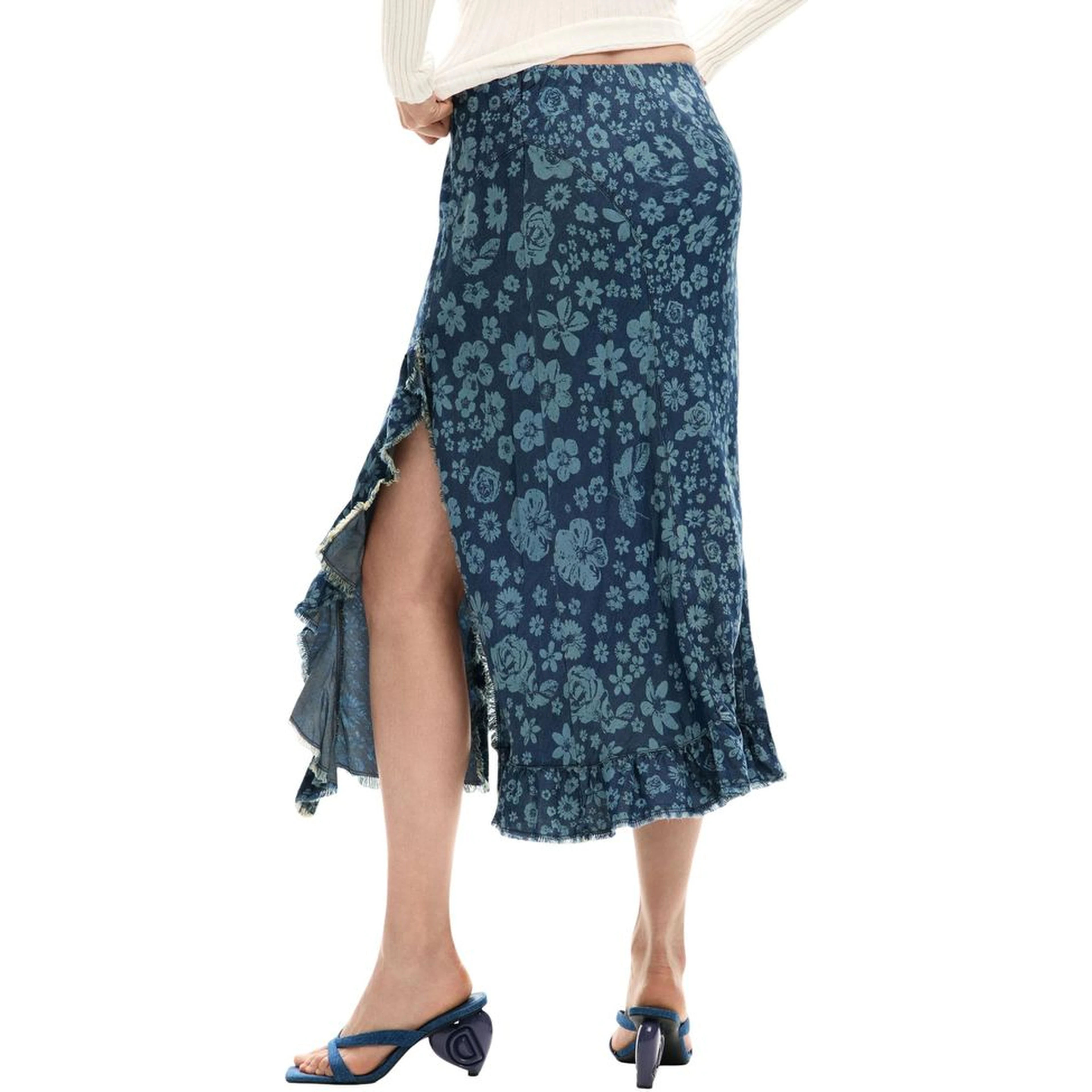 Blue Lyocell Long Skirt