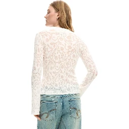 Cream Viscose Long Sleeve T-Shirt