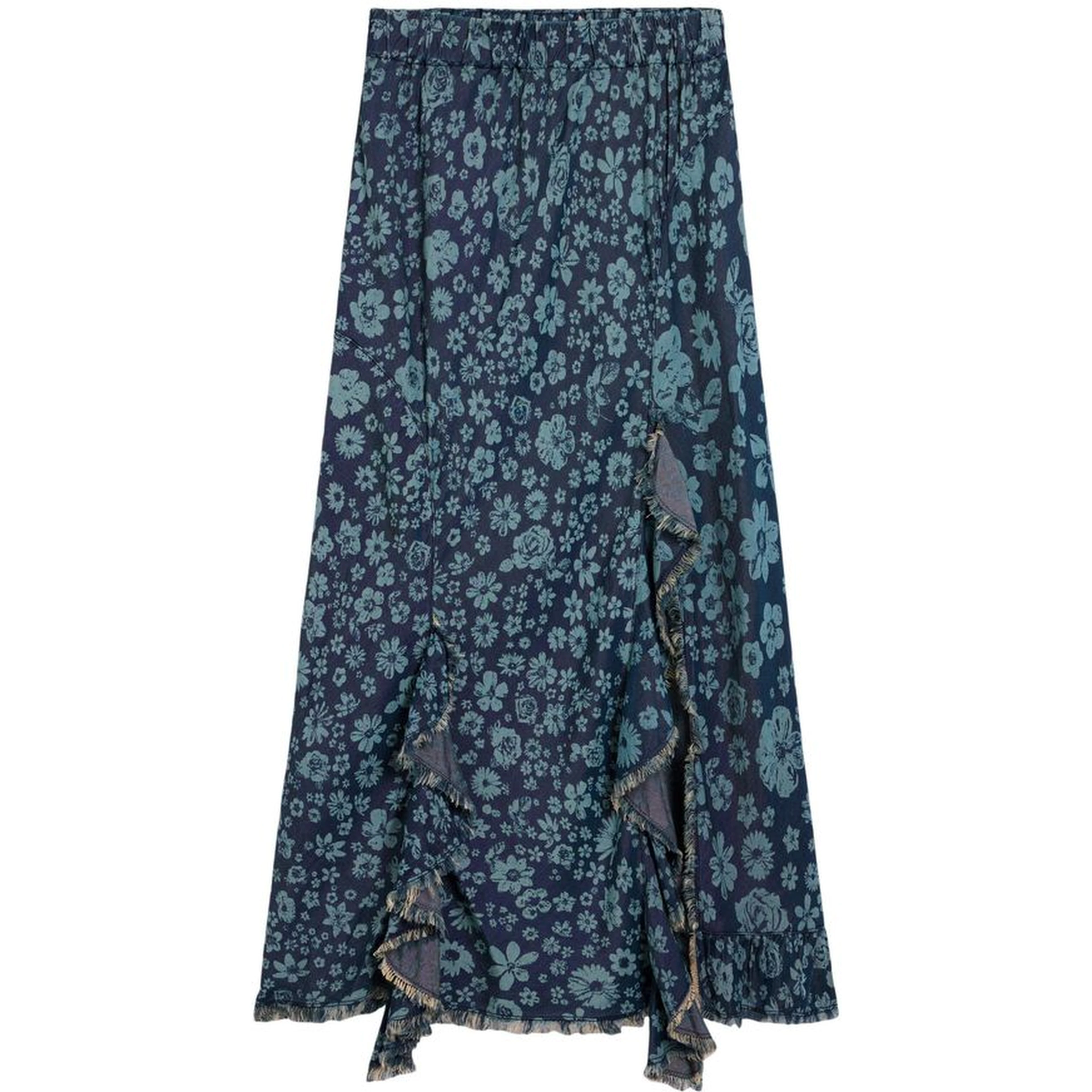 Blue Lyocell Long Skirt