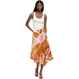 Orange Viscose Long Skirt