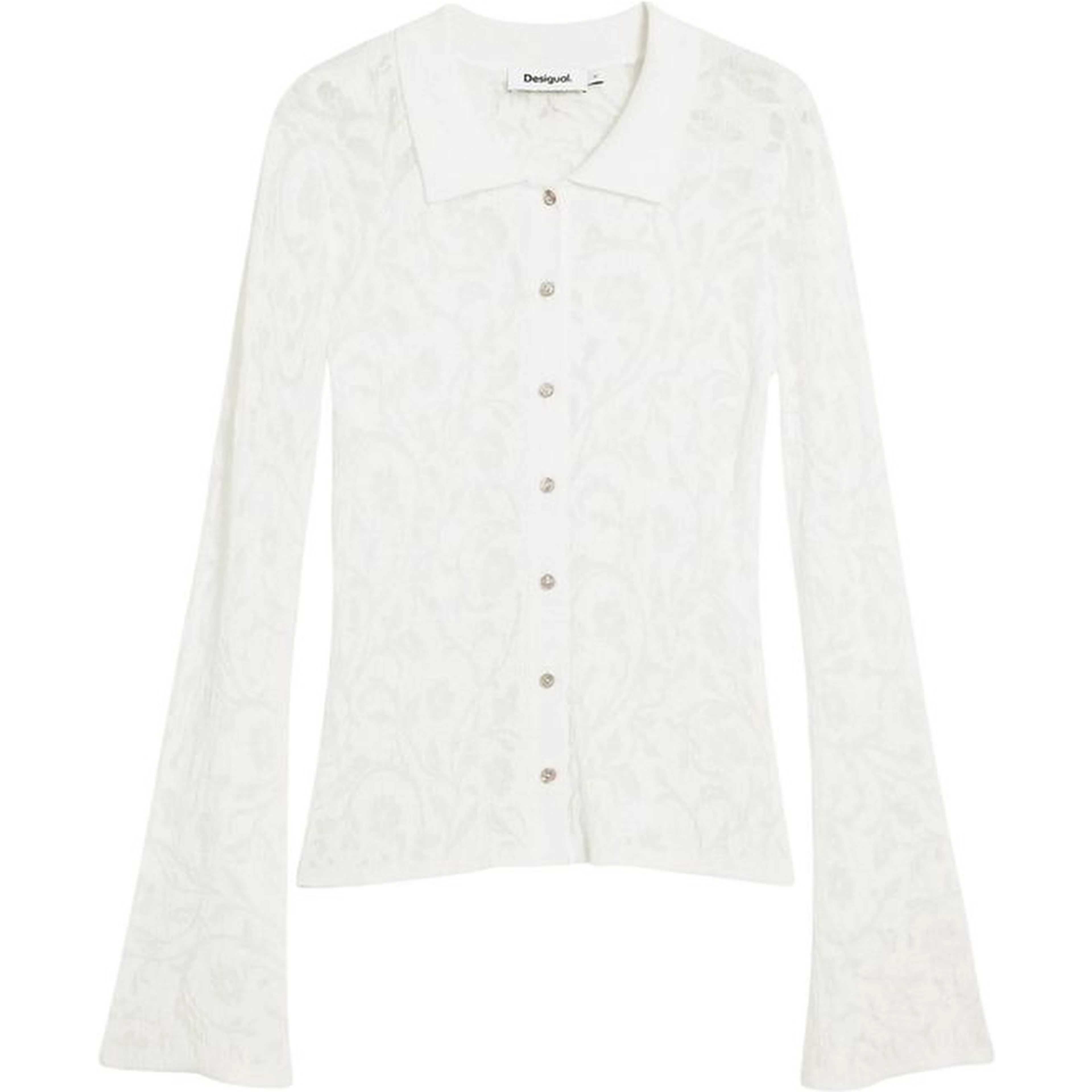 Cream Viscose Long Sleeve T-Shirt