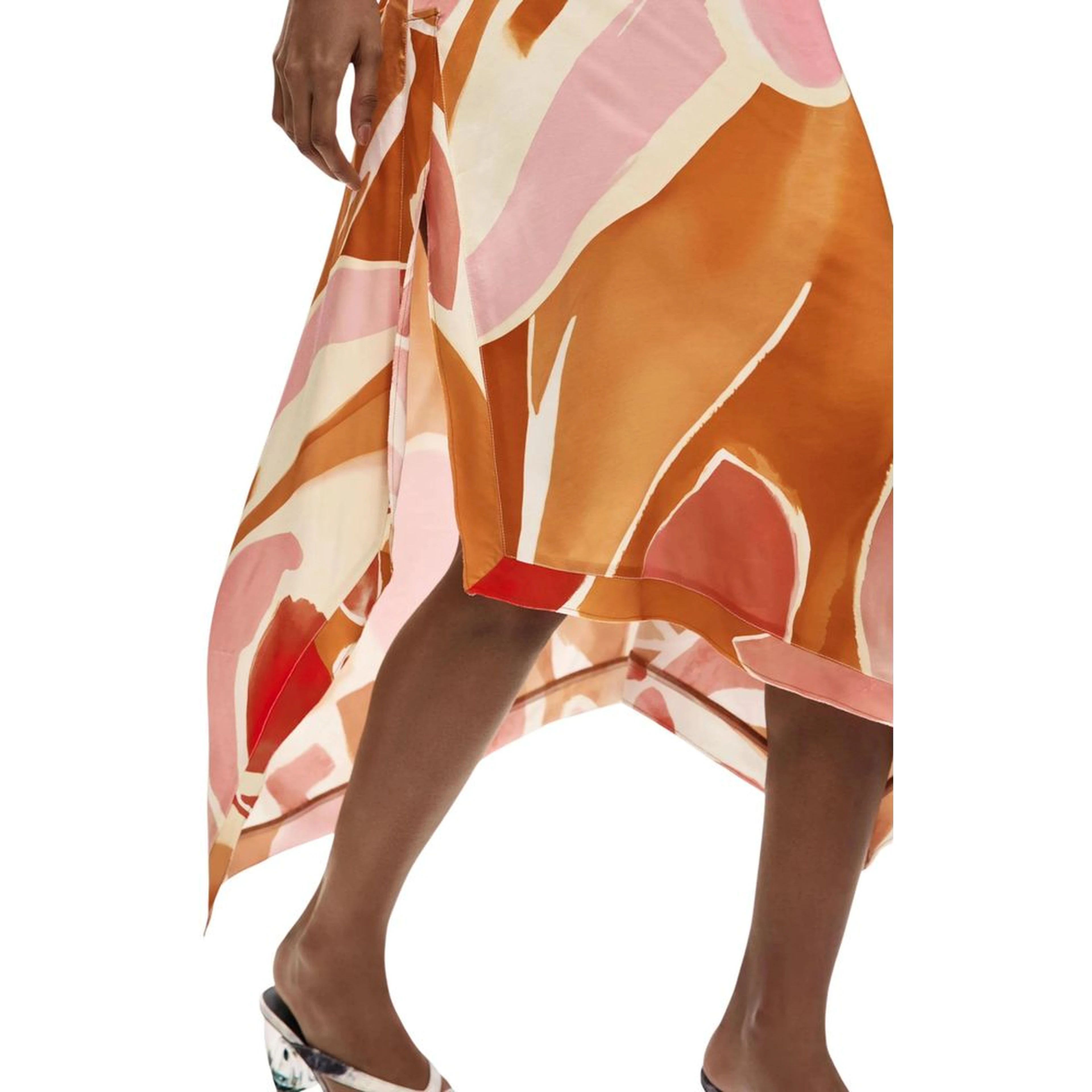 Orange Viscose Long Skirt