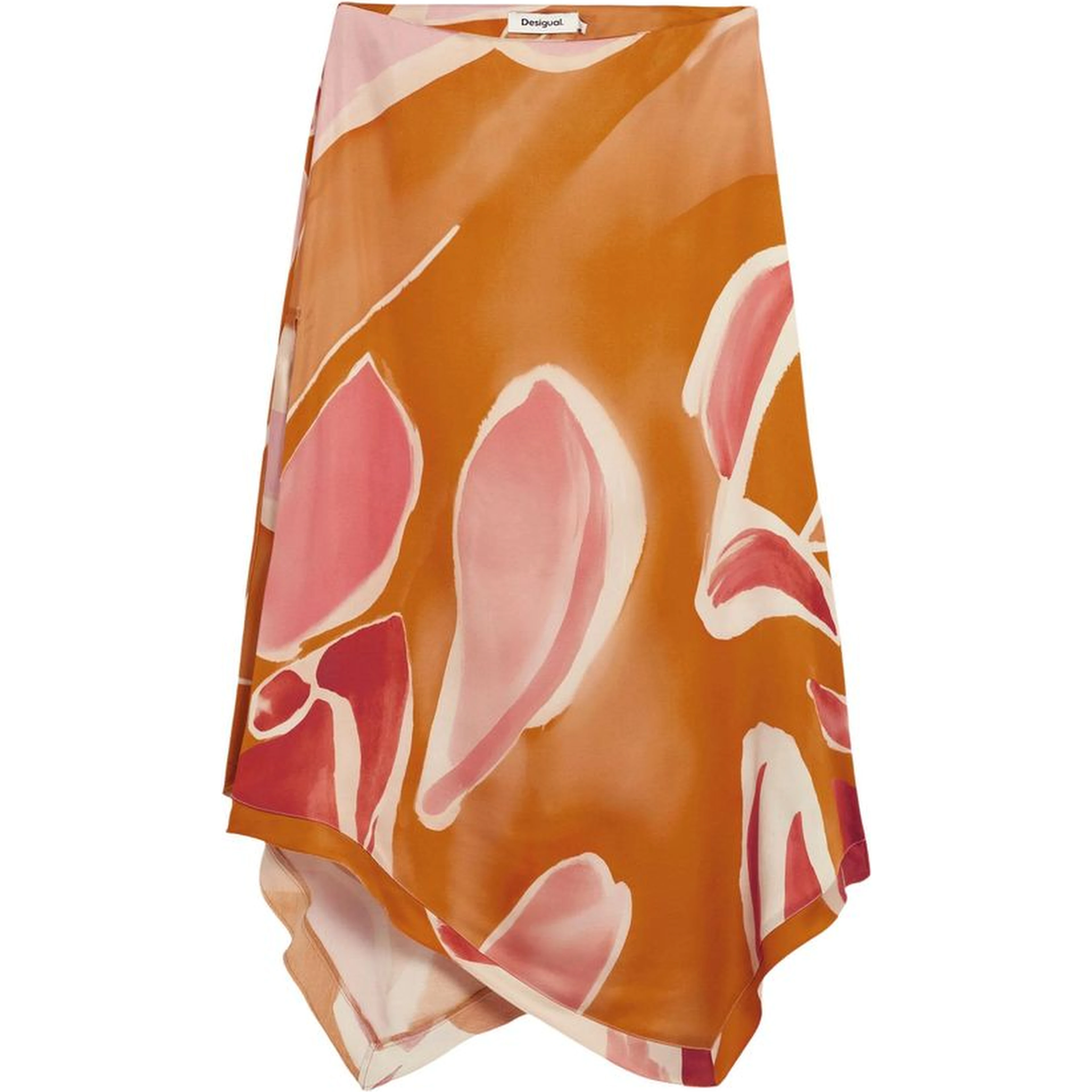 Orange Viscose Long Skirt