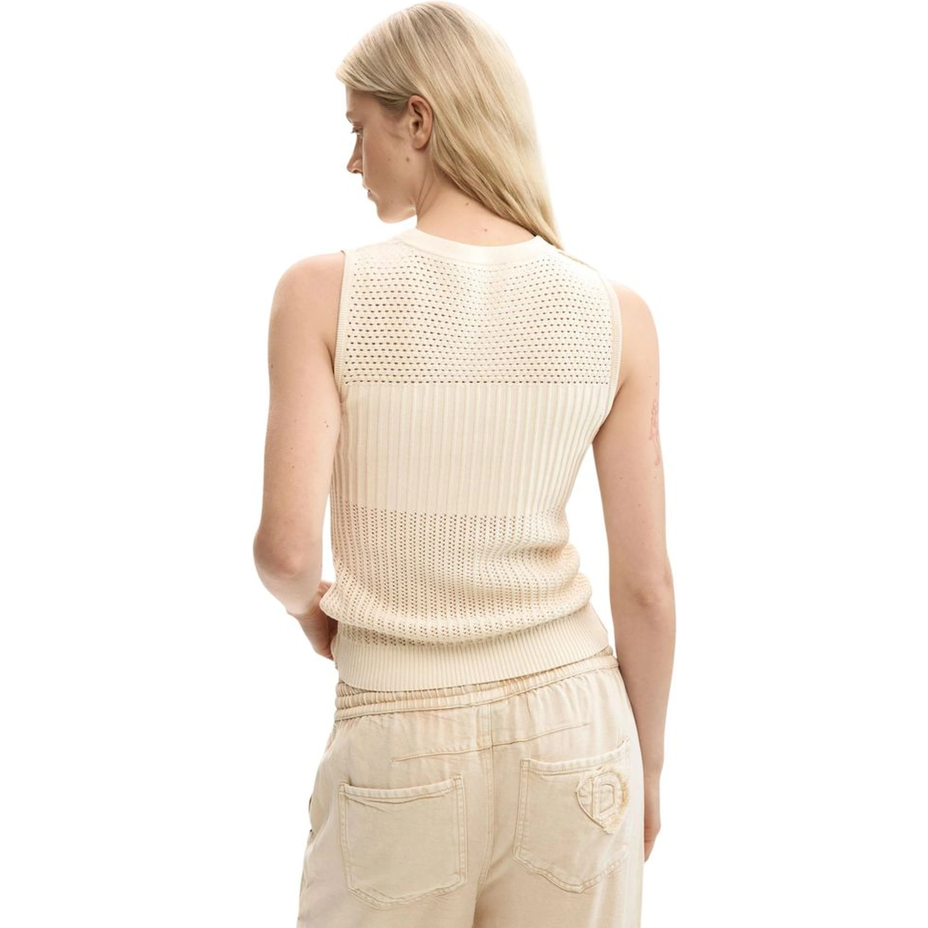 Beige Cotton Tank Tops