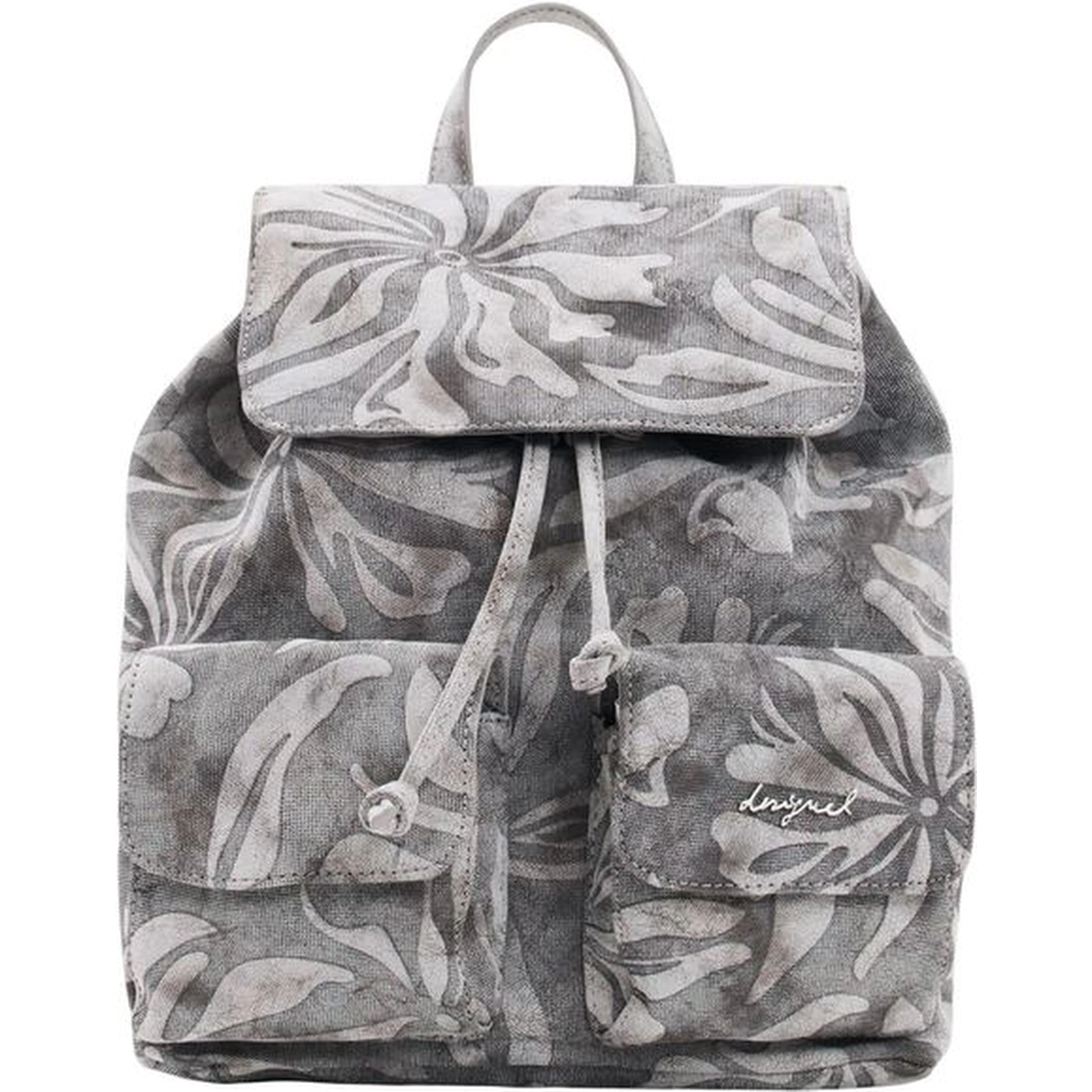 Gray Cotton Backpack