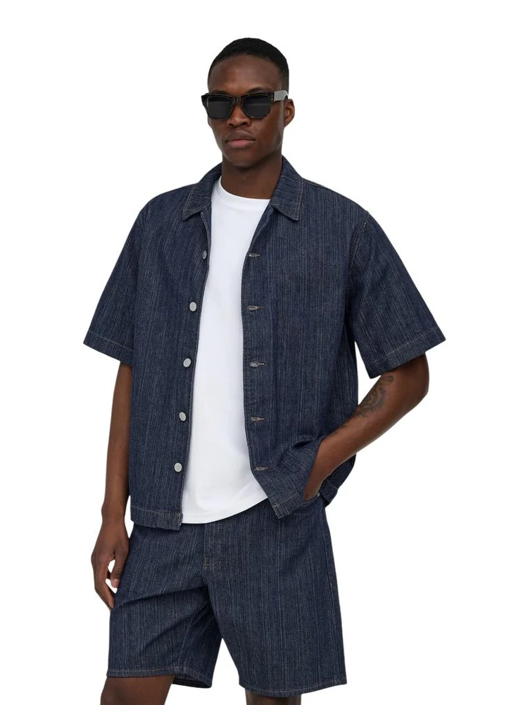 Blue Cotton Shortsleeve Shirt