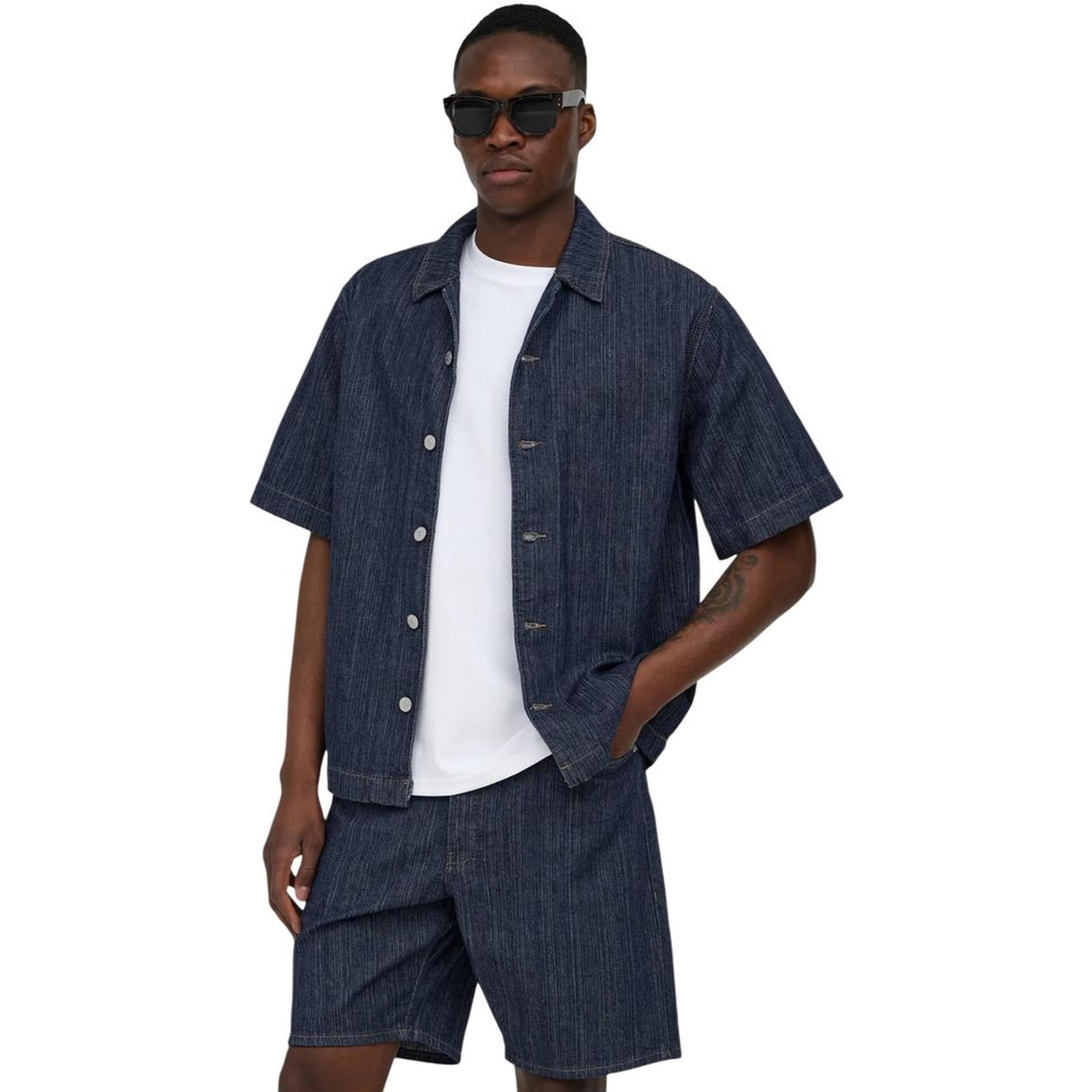 Blue Cotton Shortsleeve Shirt