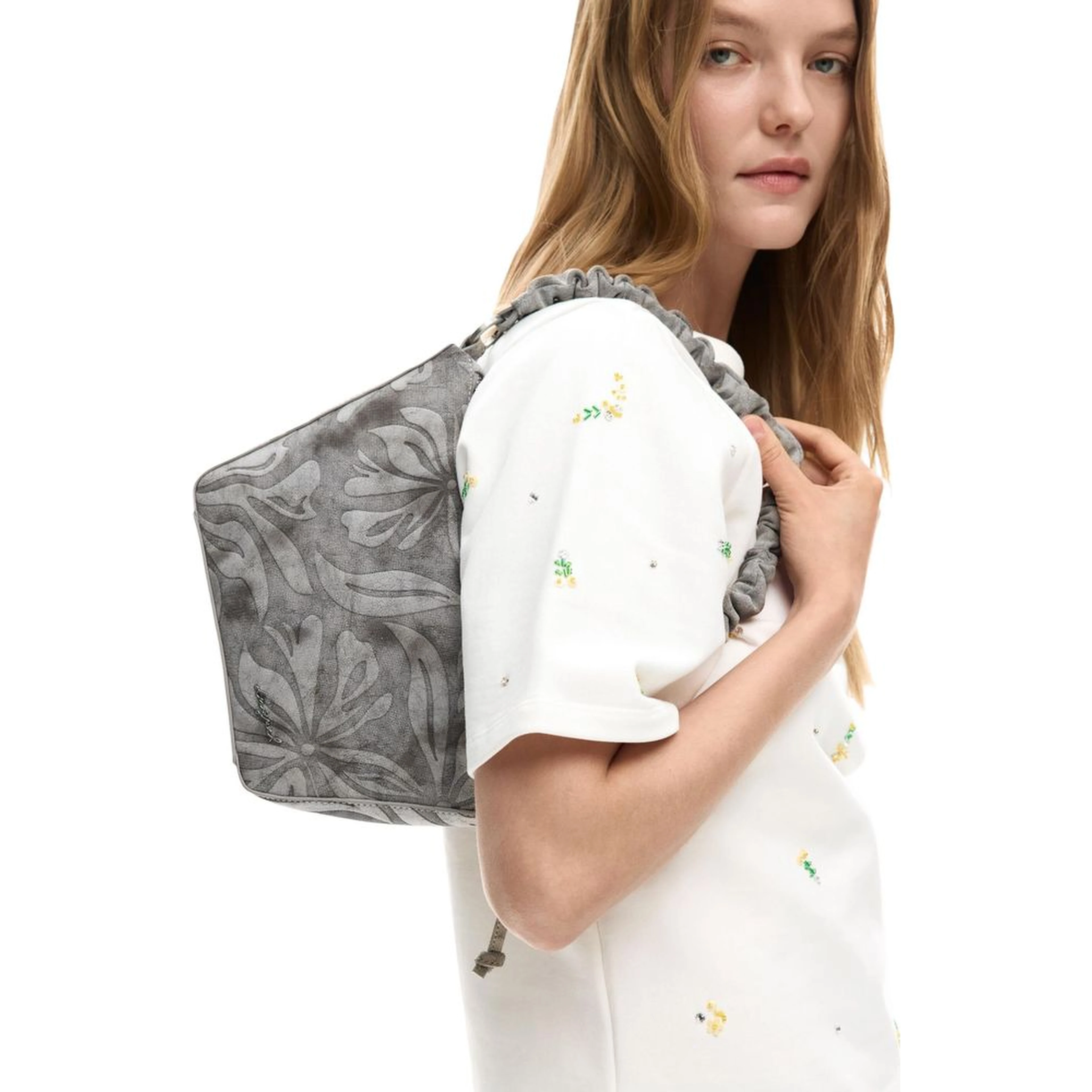 Gray Cotton Handbag