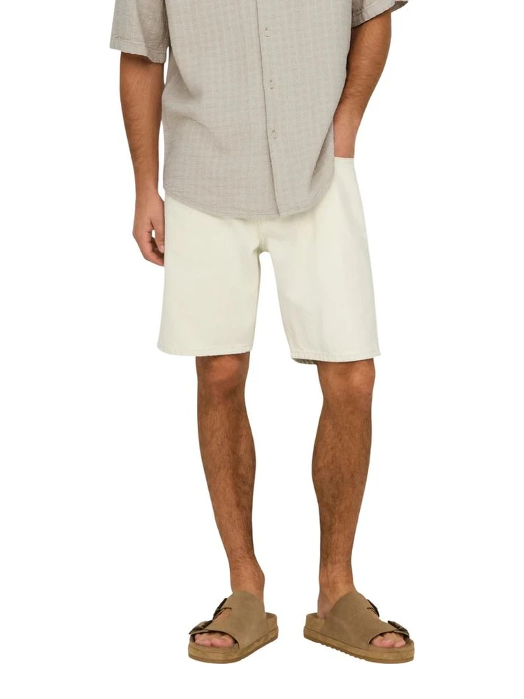 Beige Cotton Bermuda Shorts