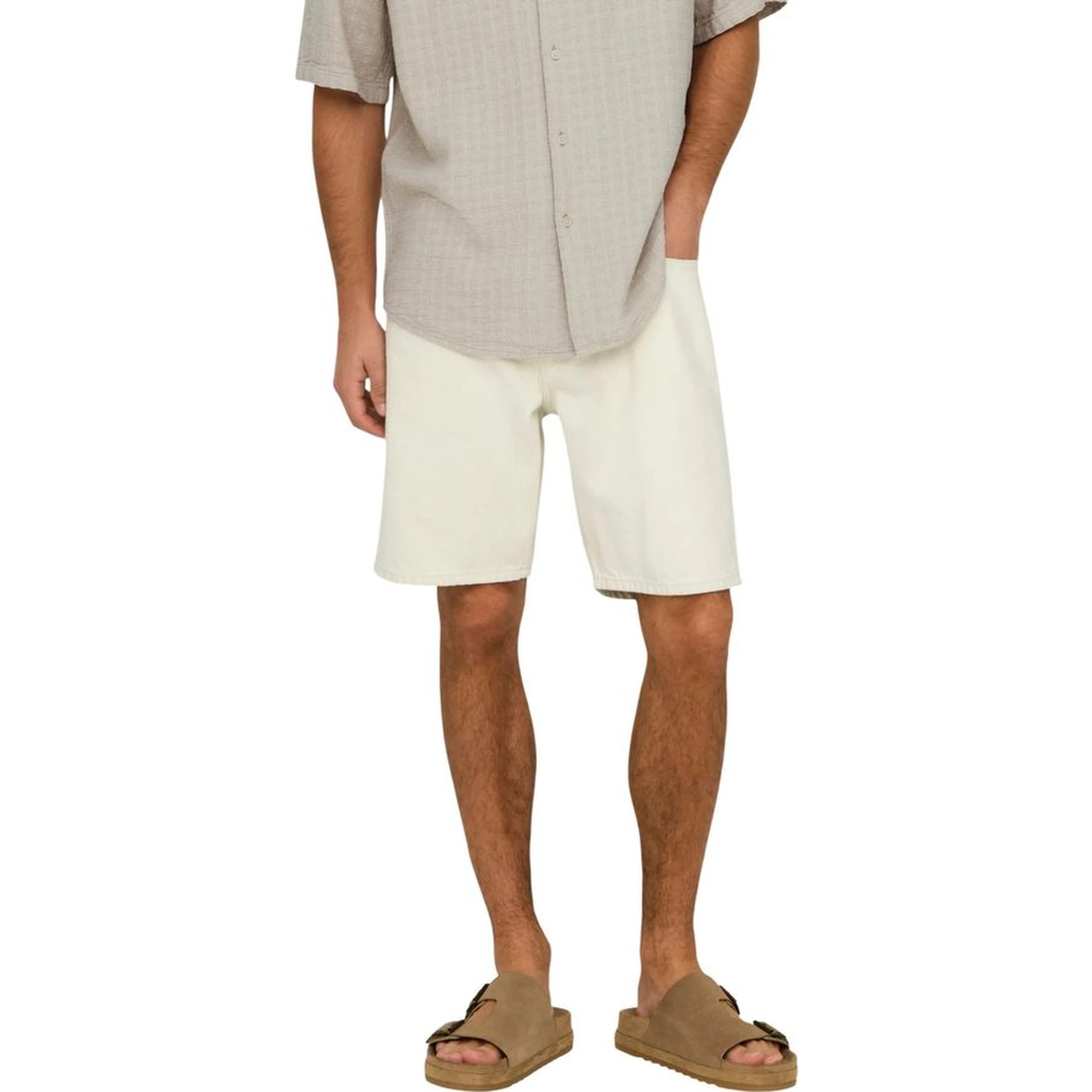 Beige Cotton Bermuda Shorts