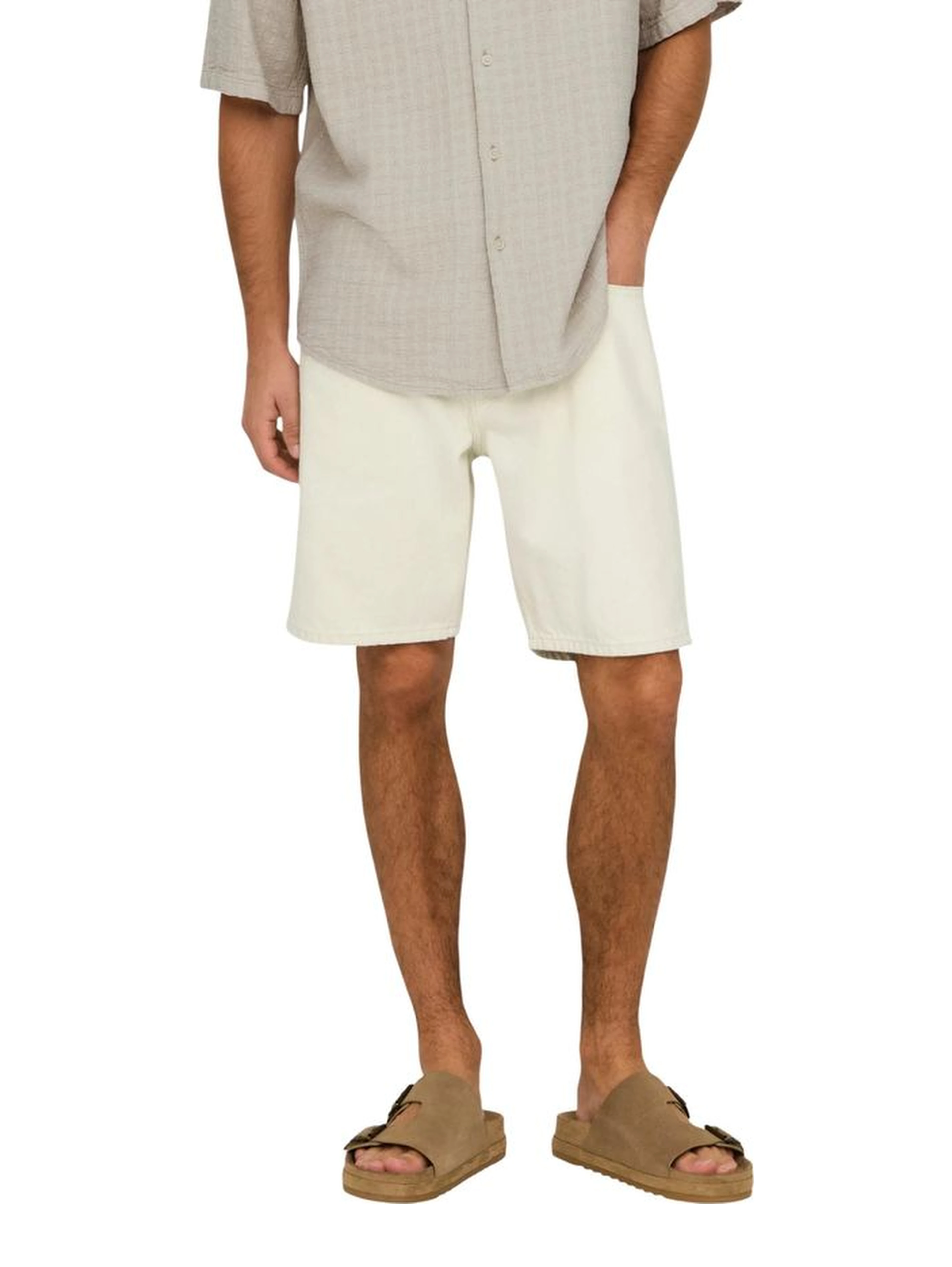 Beige Cotton Bermuda Shorts