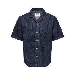 Blue Cotton Shortsleeve Shirt