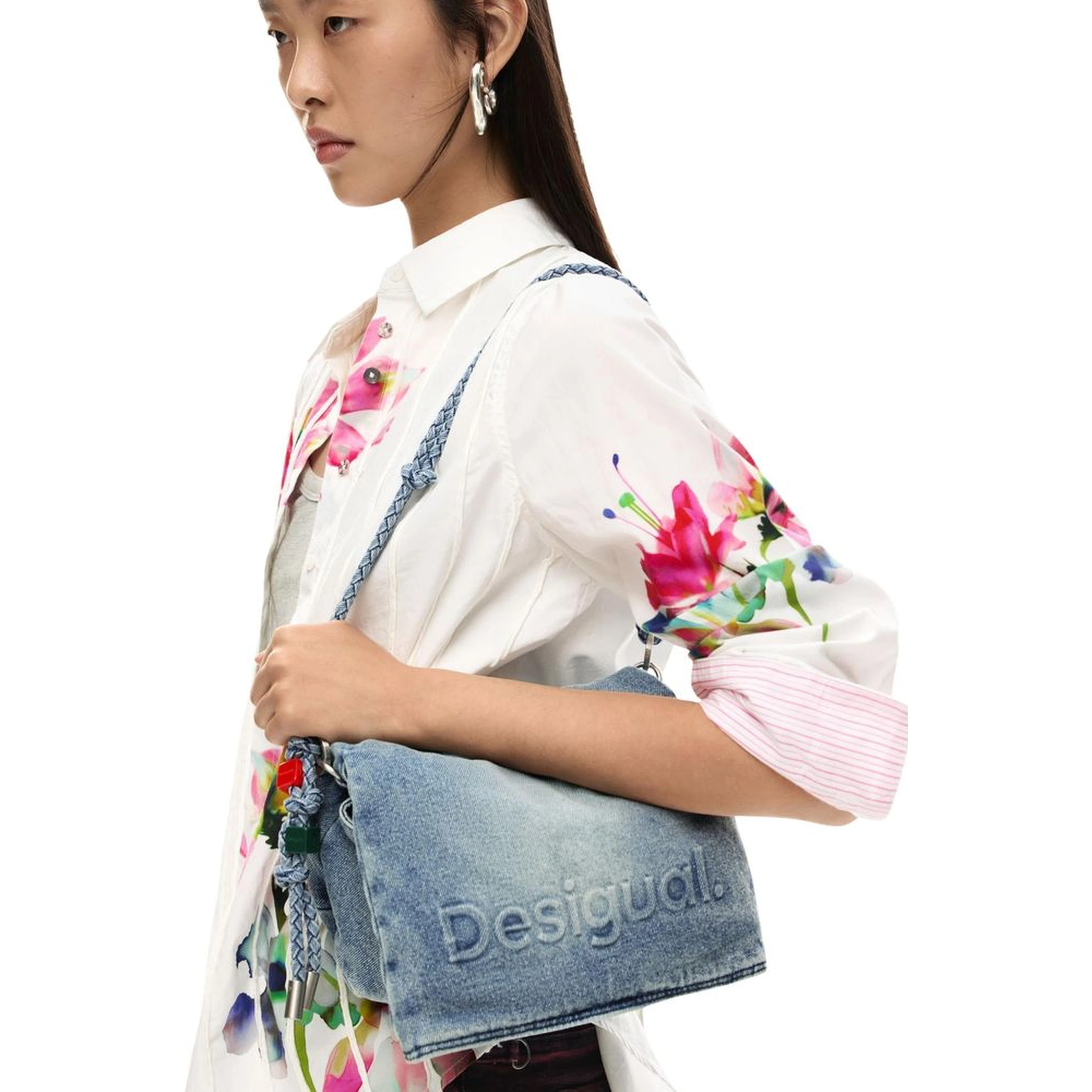 Blue Polyester Handbag