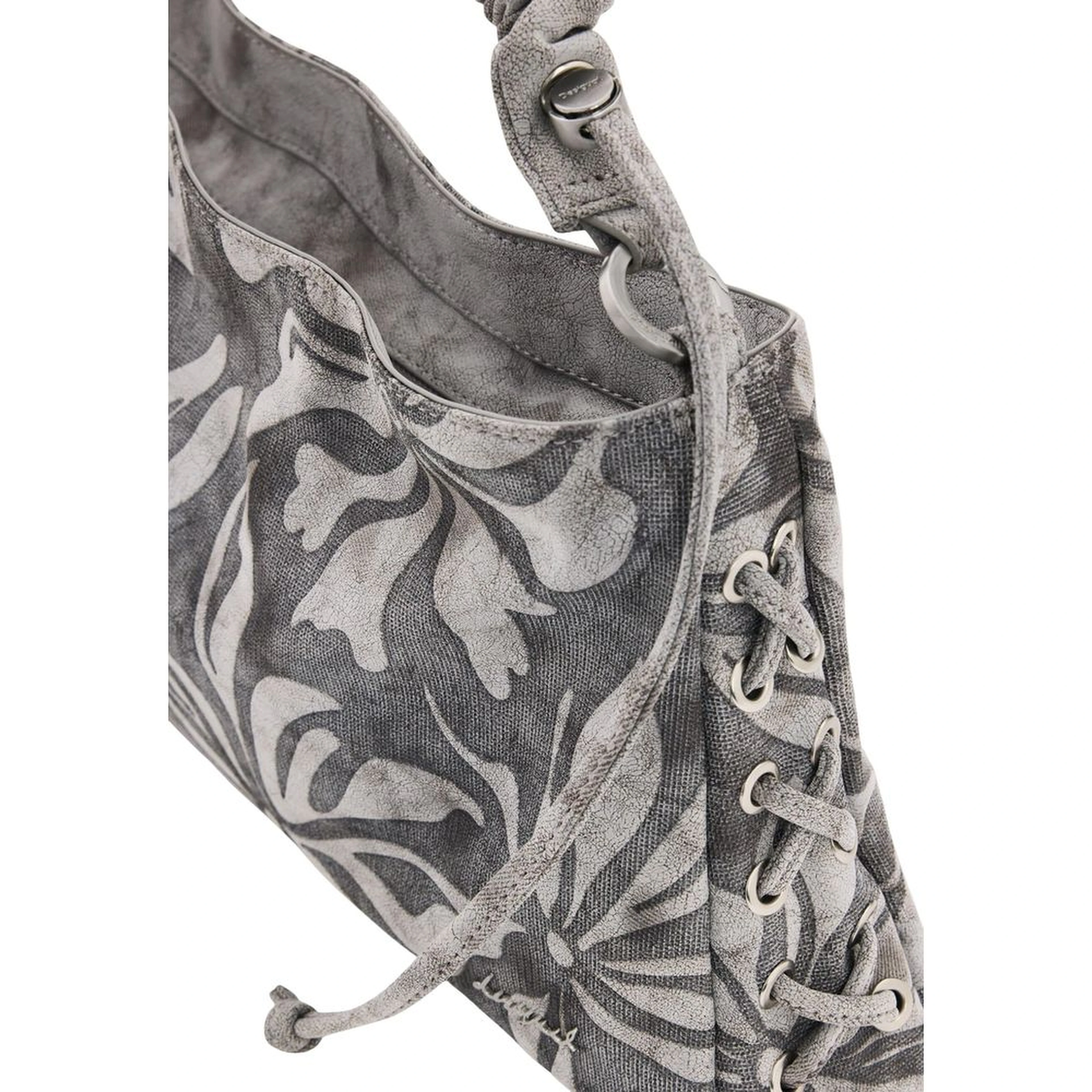 Gray Cotton Handbag