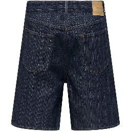 Blue Cotton Bermuda Shorts