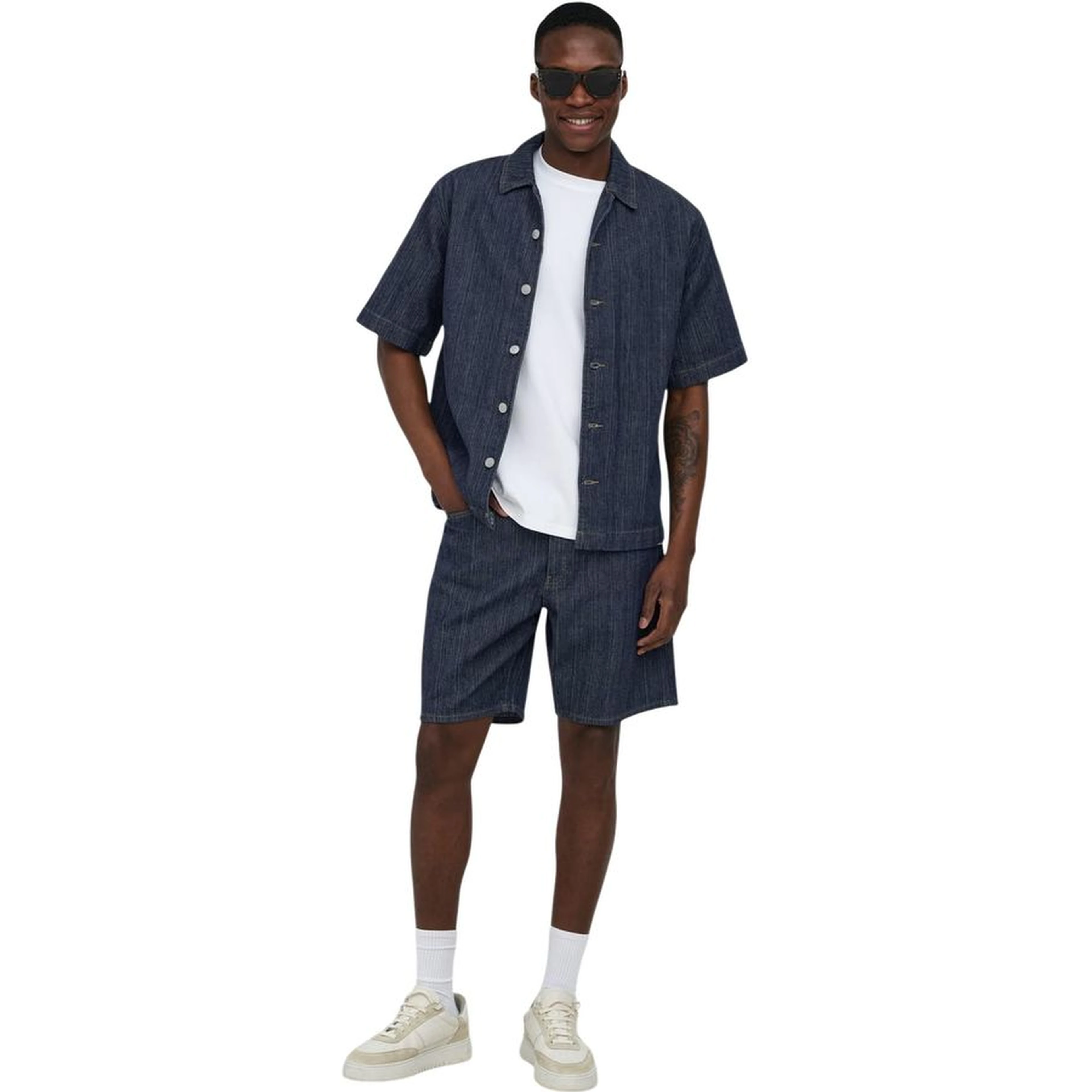 Blue Cotton Bermuda Shorts