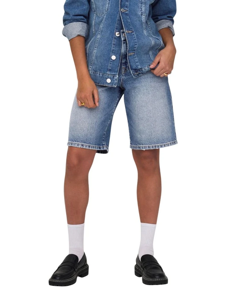 Blue Cotton Bermuda Shorts