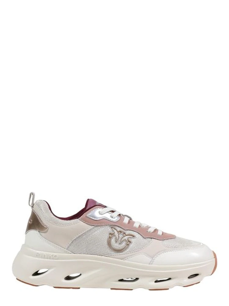 Beige Leather Chunky Sneakers