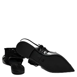 Black Leather Ballet Flats