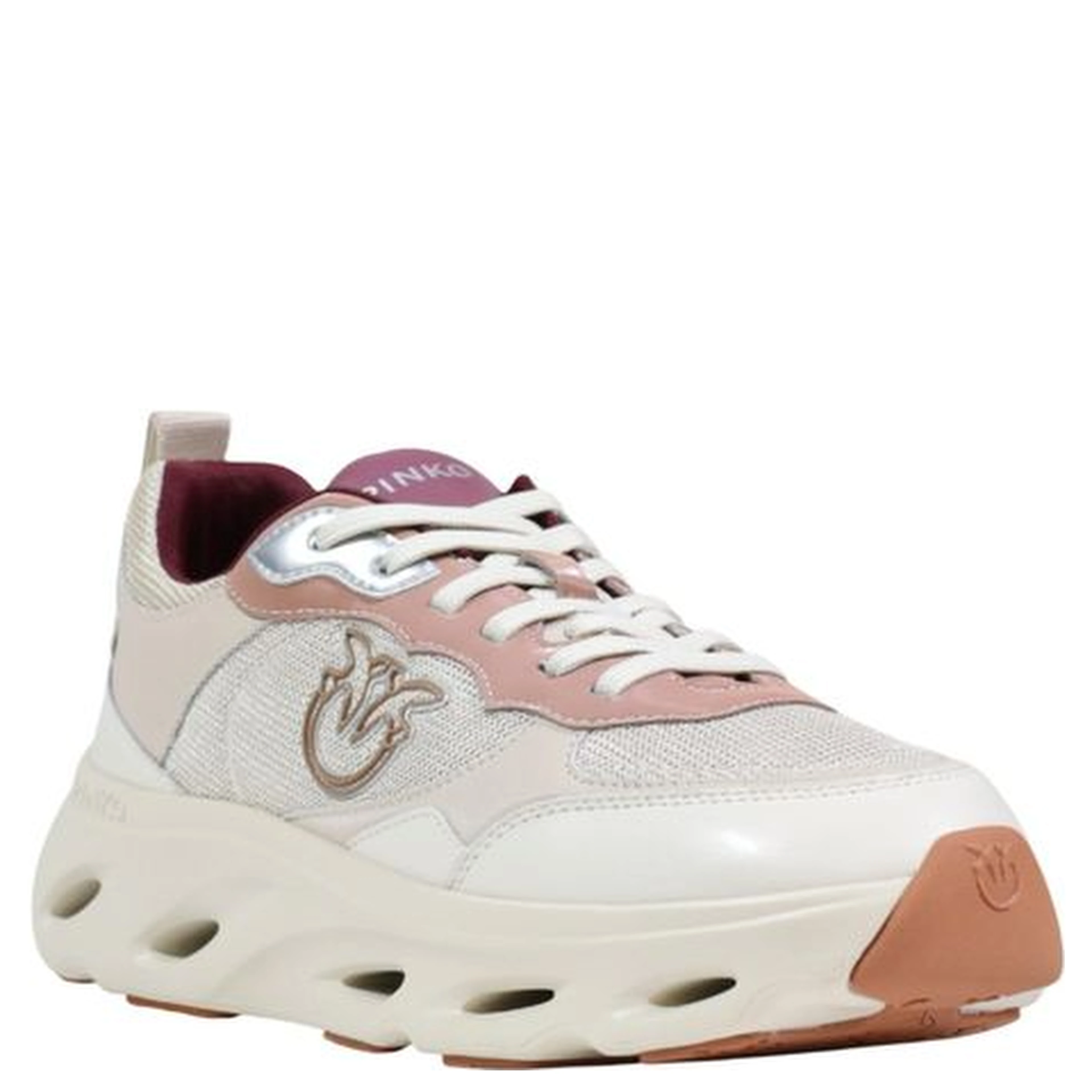 Beige Leather Chunky Sneakers