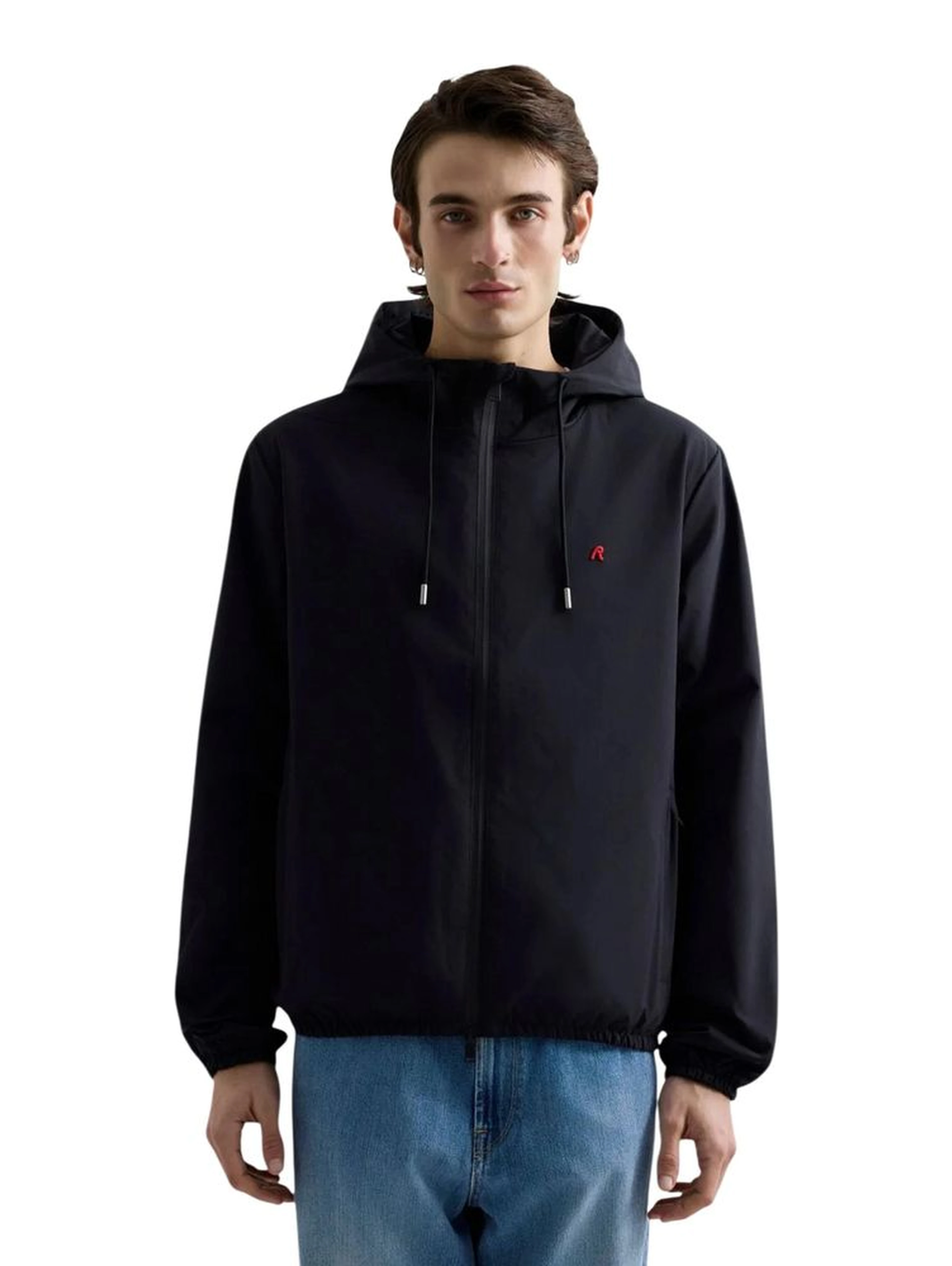 Black Polyester Shell Jacket