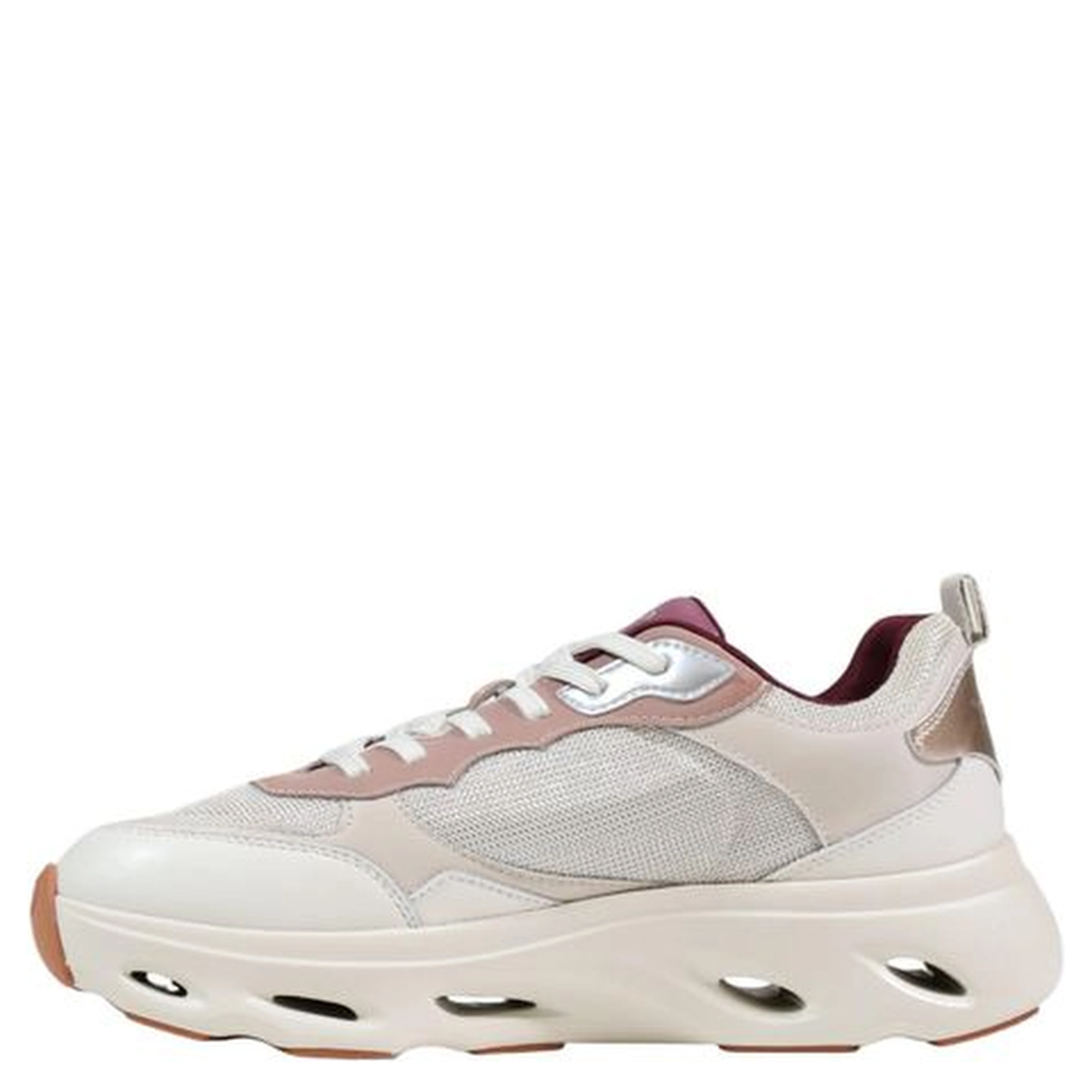 Beige Leather Chunky Sneakers