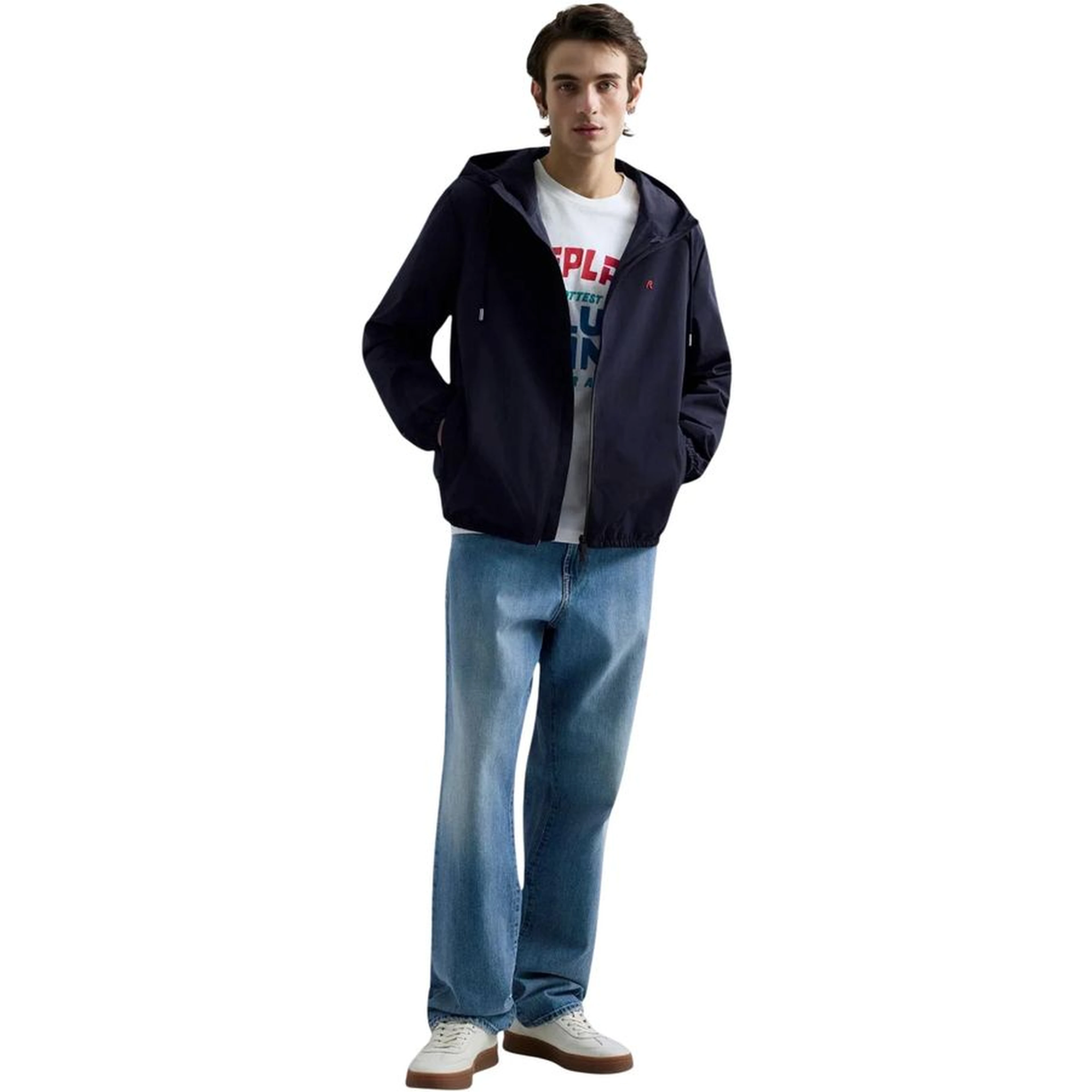 Blue Polyester Shell Jacket