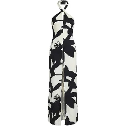Black And White Viscose Long Dress