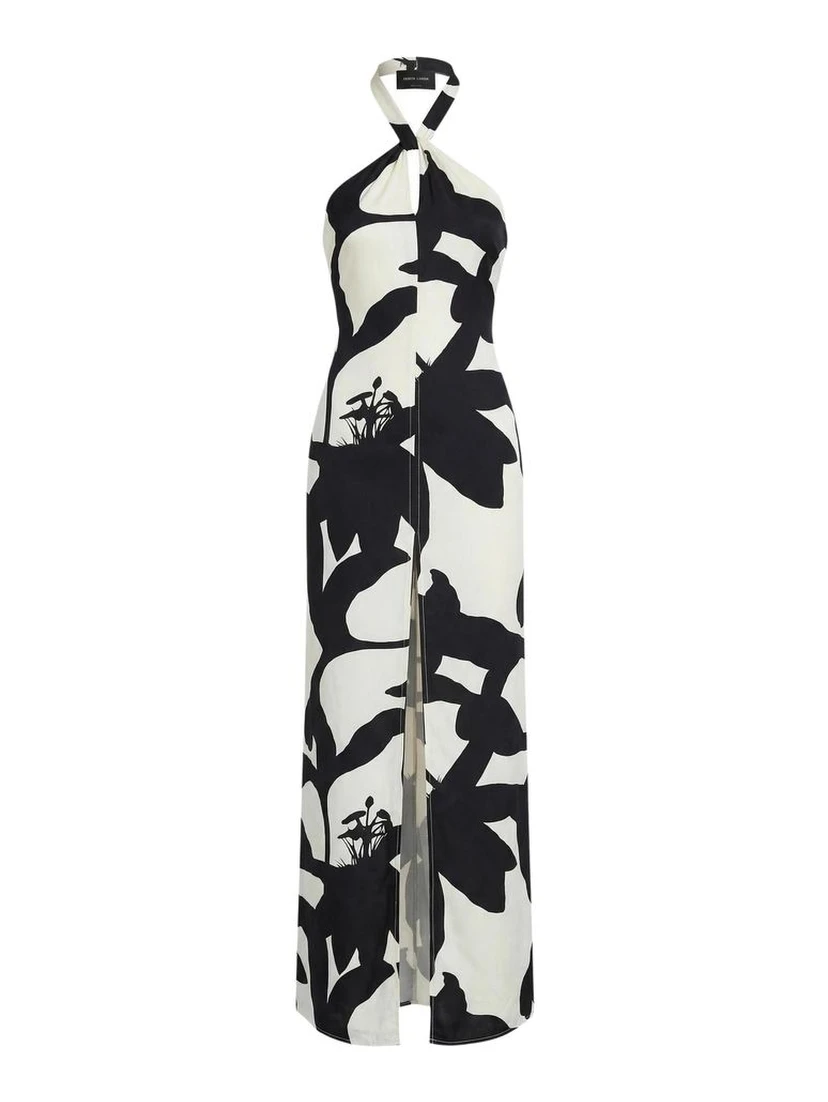 Black And White Viscose Long Dress
