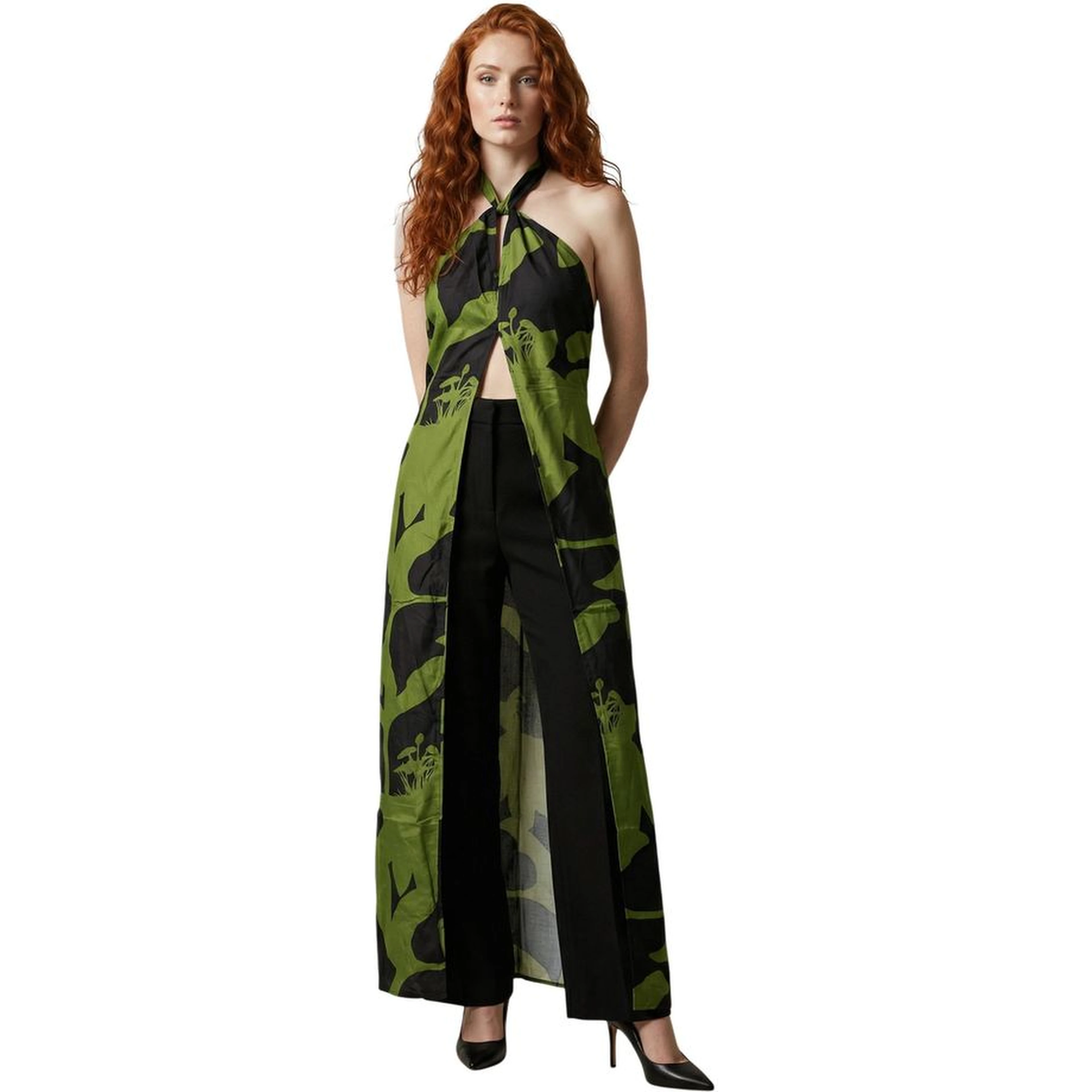 Bicolor Viscose Long Dress