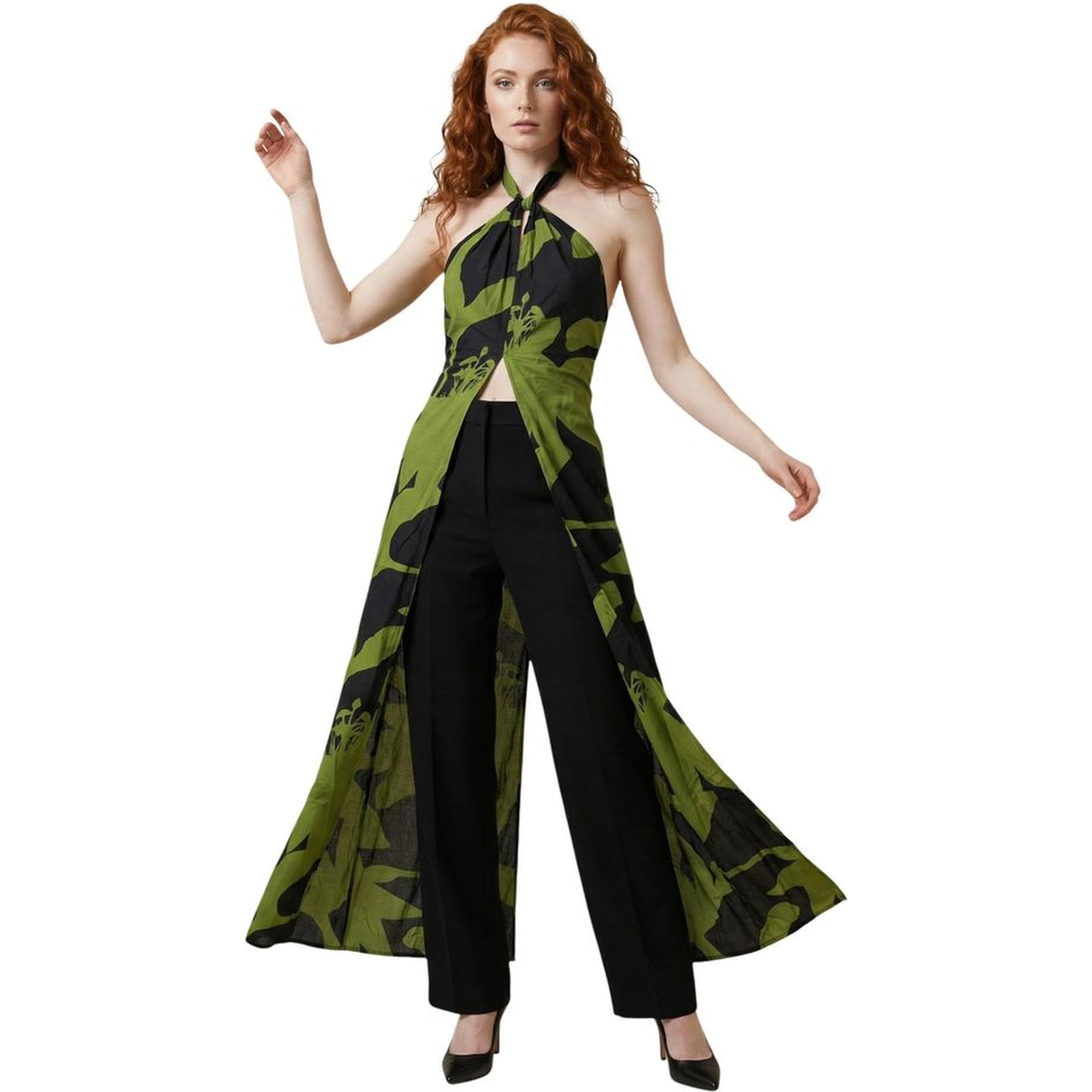 Bicolor Viscose Long Dress