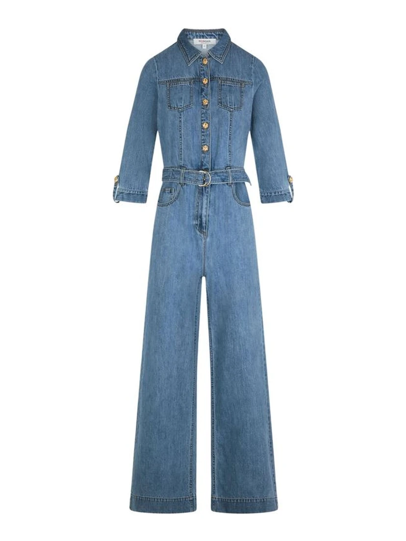Light Blue Cotton Jumpsuit