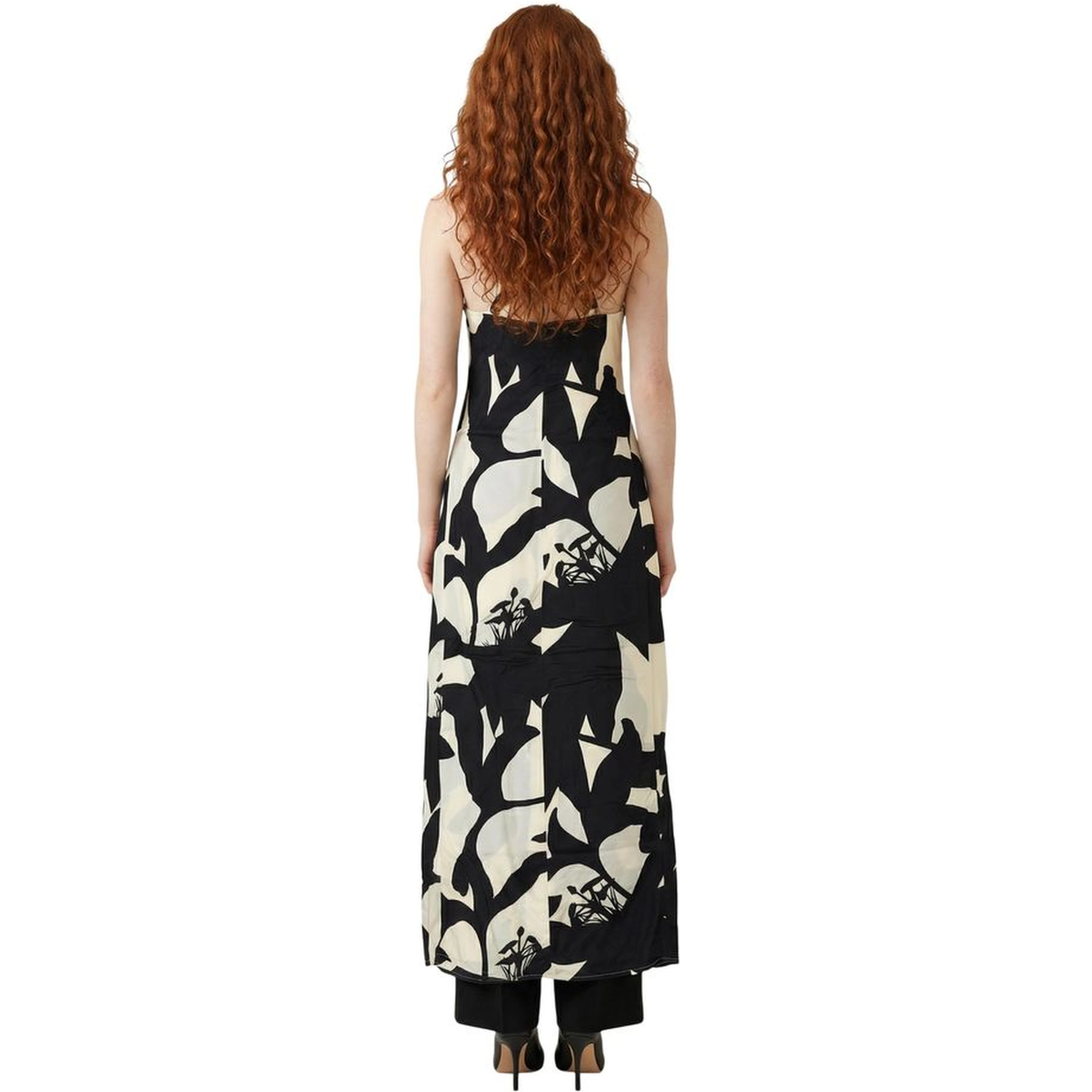 Black And White Viscose Long Dress